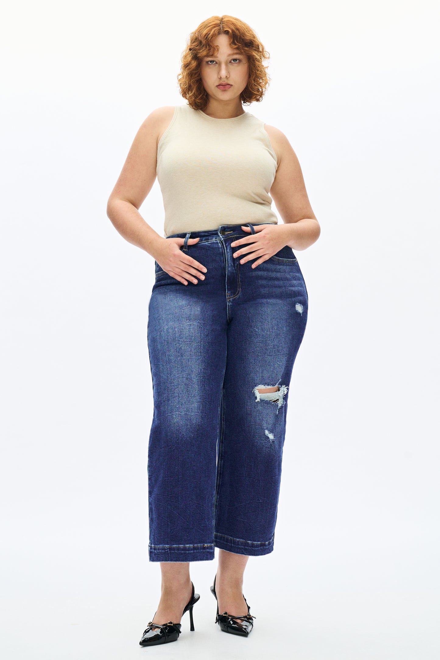 PLUS MID RISE WIDE LEG FLARE