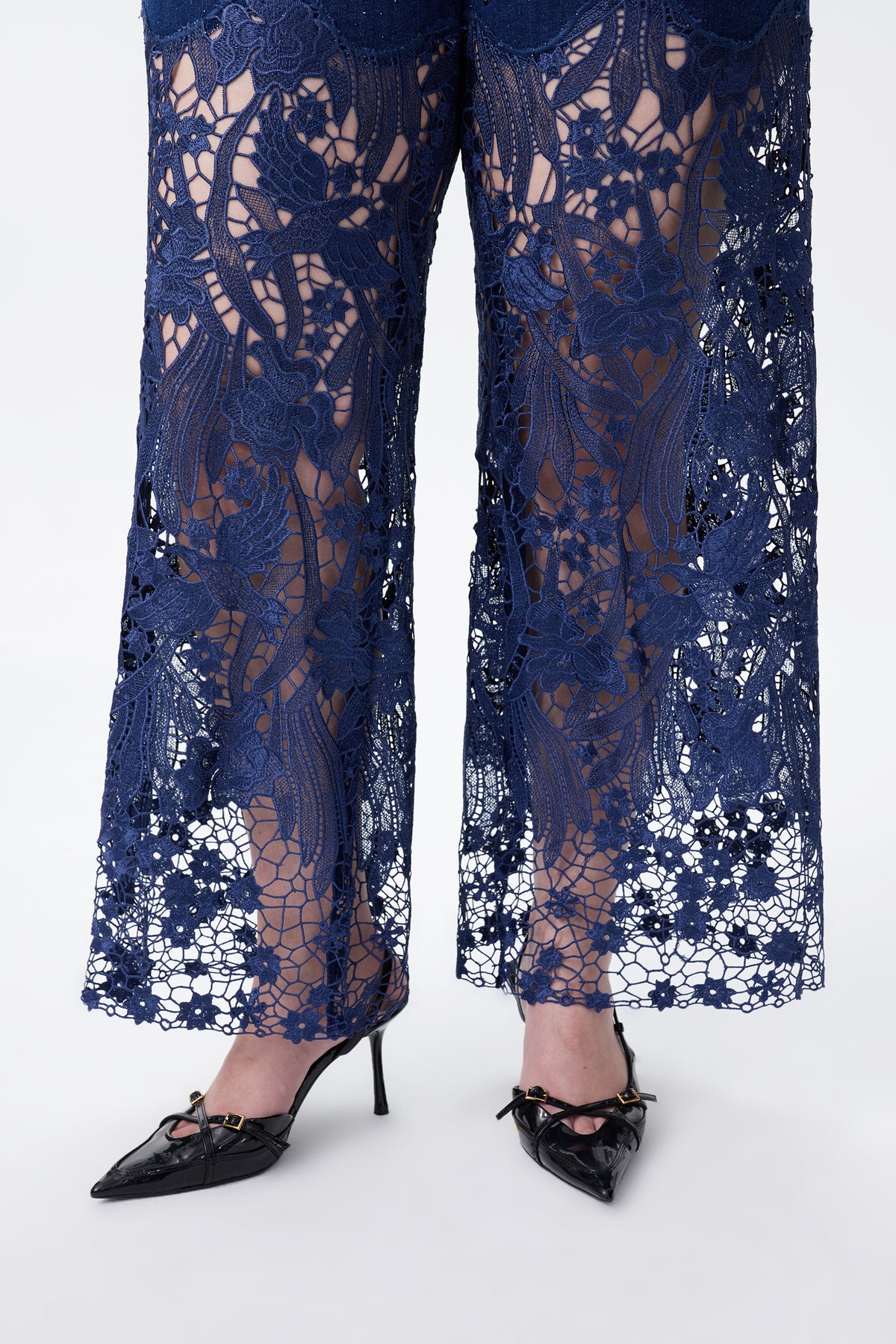 PLUS HIGH RISE LACE PANTS WITH RHINESTONE LAGOON