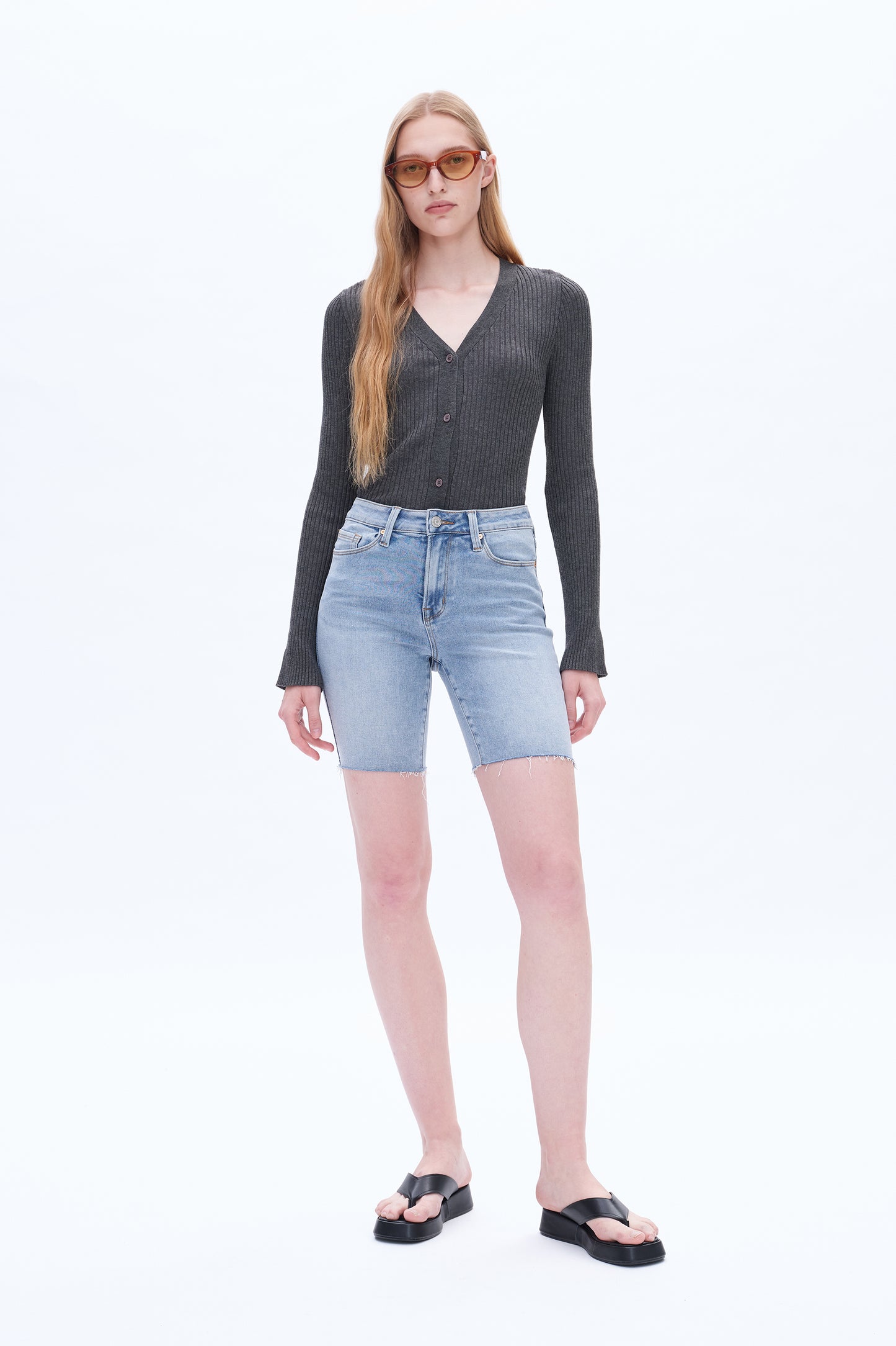 LILY MID RISE STRETCH DENIM SHORTS BYH6088 (BYLY002) WAVE