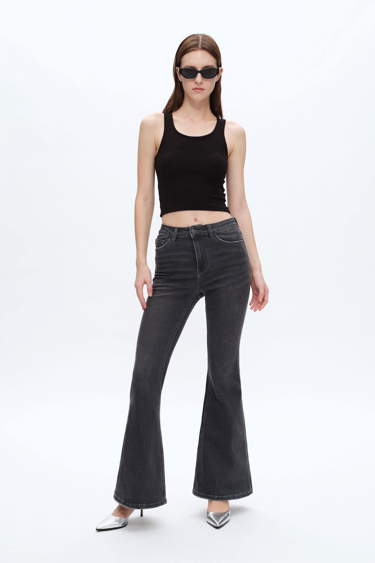 HIGH RISE FLARE JEANS BYF1118 (BYHE003) GRAY