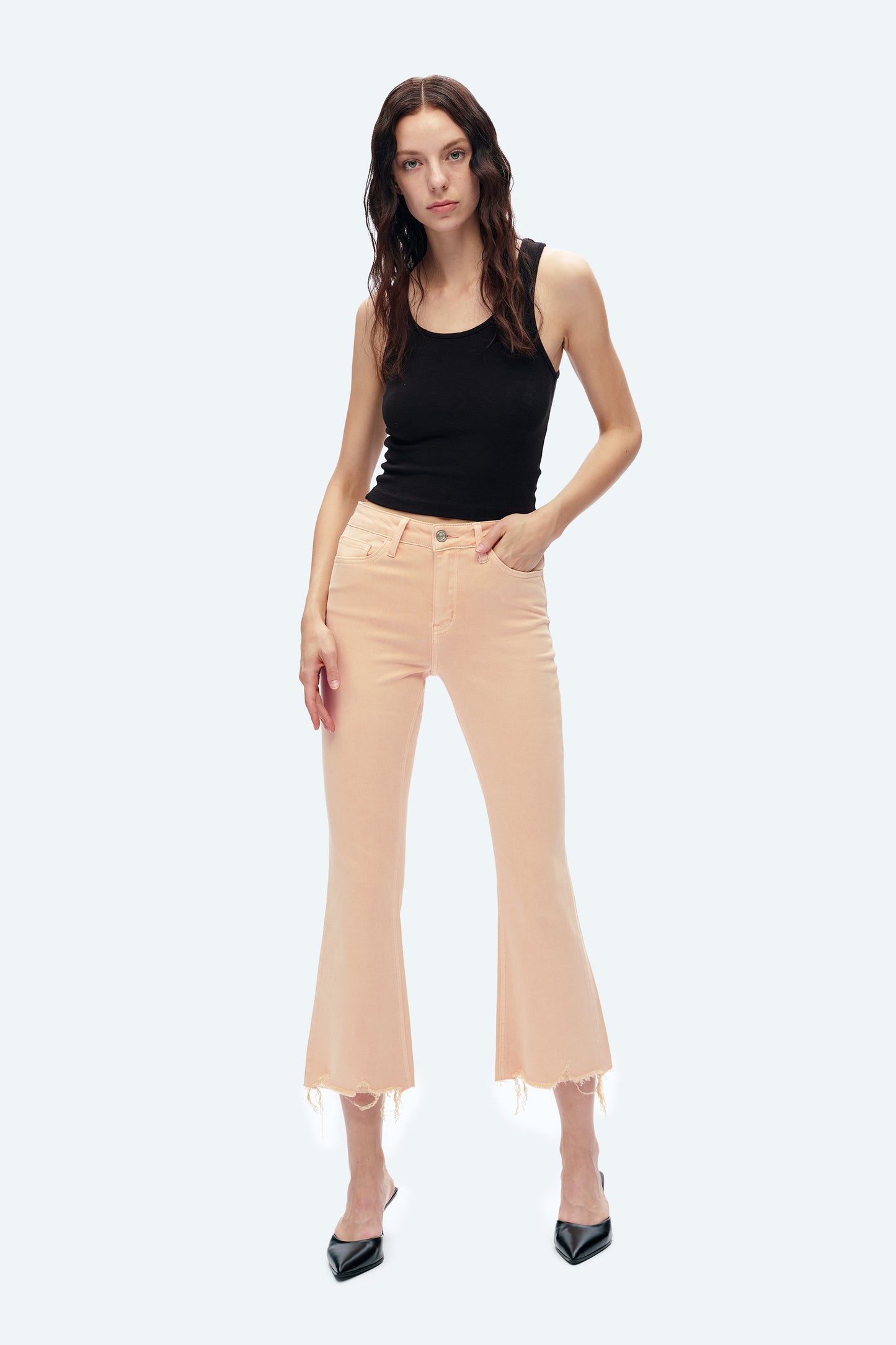 ALICE MID RISE CROP FLARE JEANS BYF1102 BLEACHED APRICOT