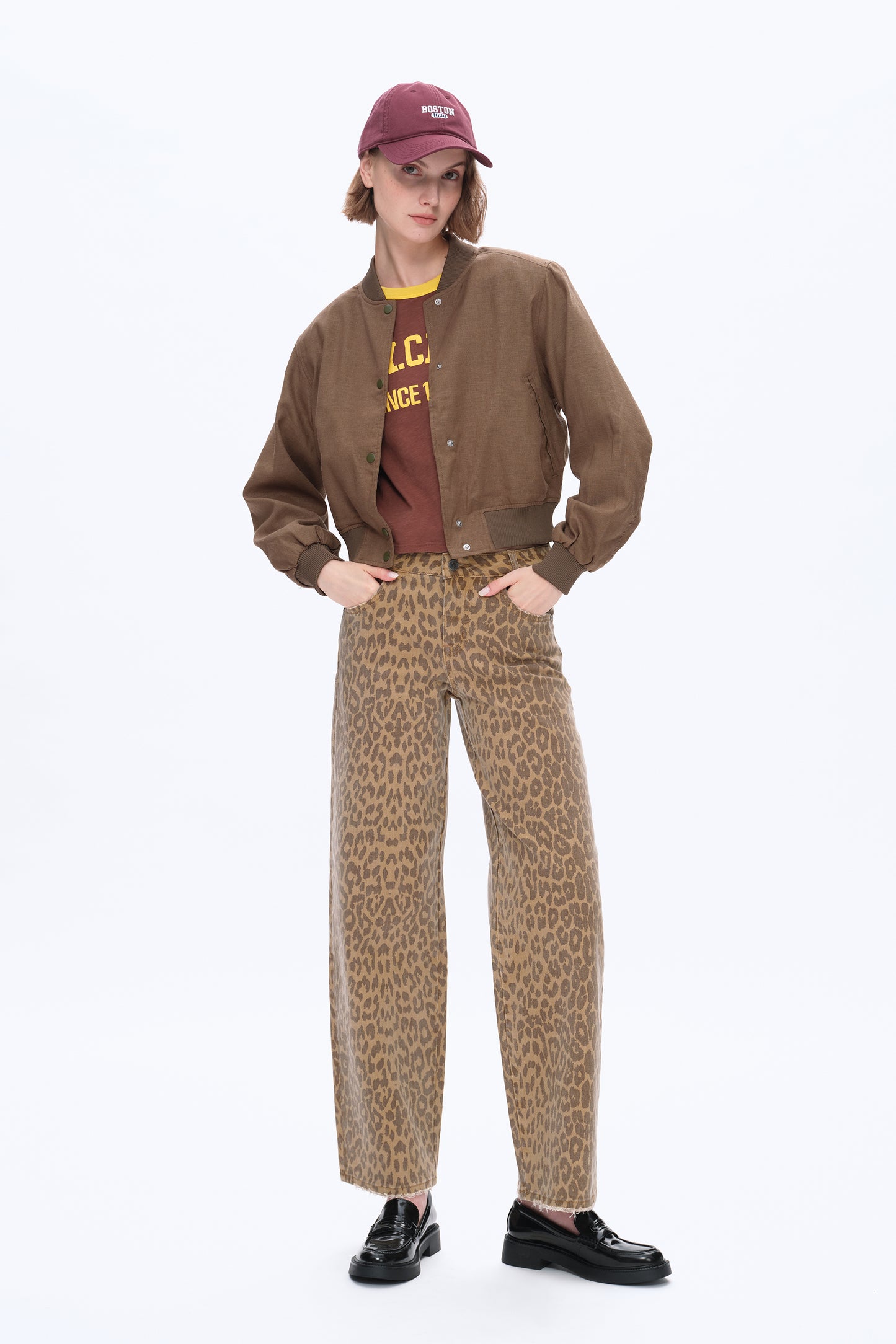 MID RISE LEOPARD STRAIGHT