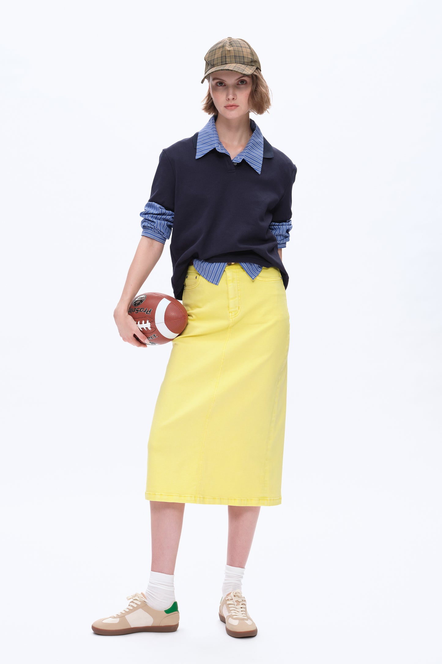 MID RISE MIDI SKIRT