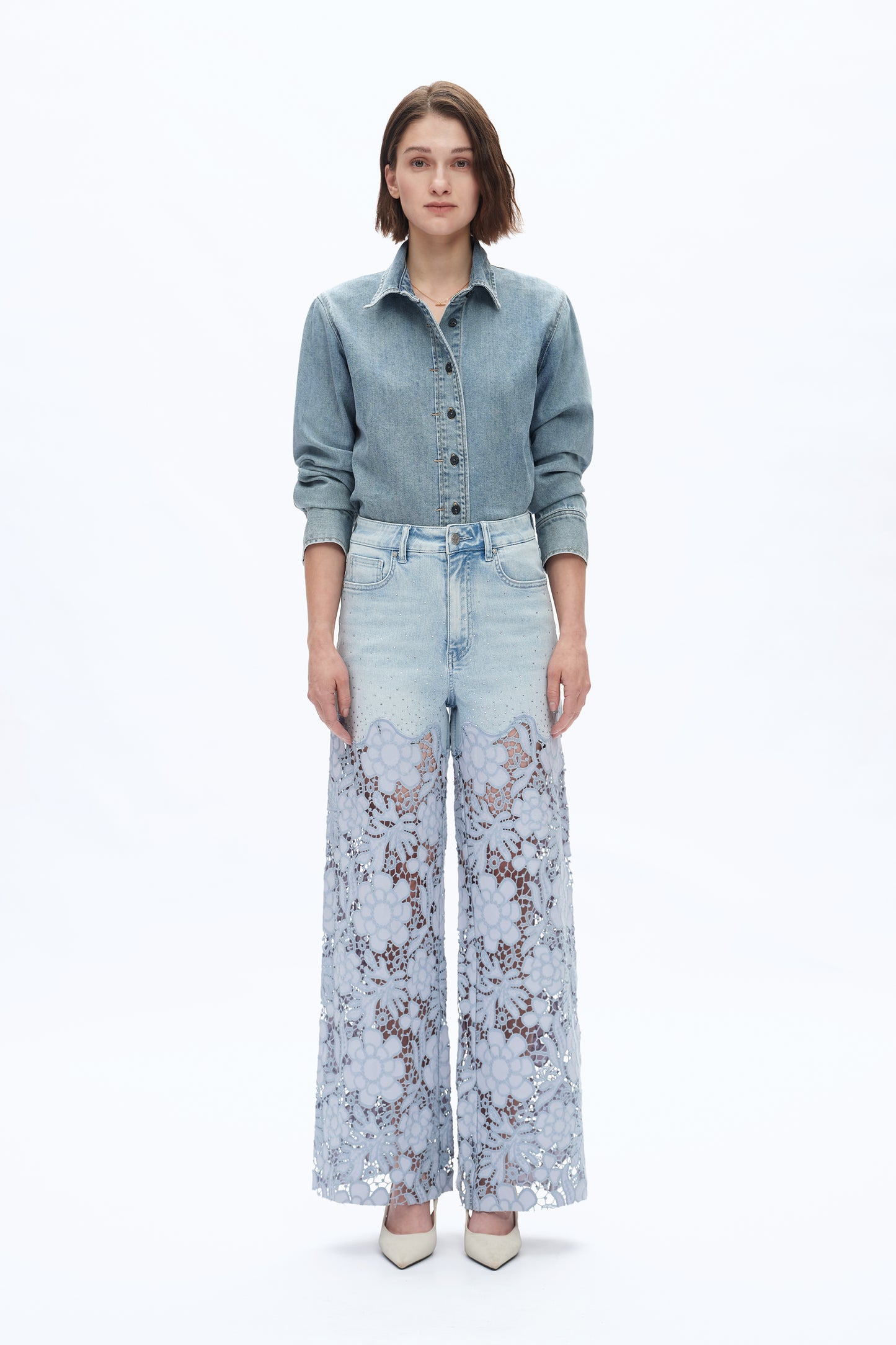 HIGH RISE LACE WIDE LEG