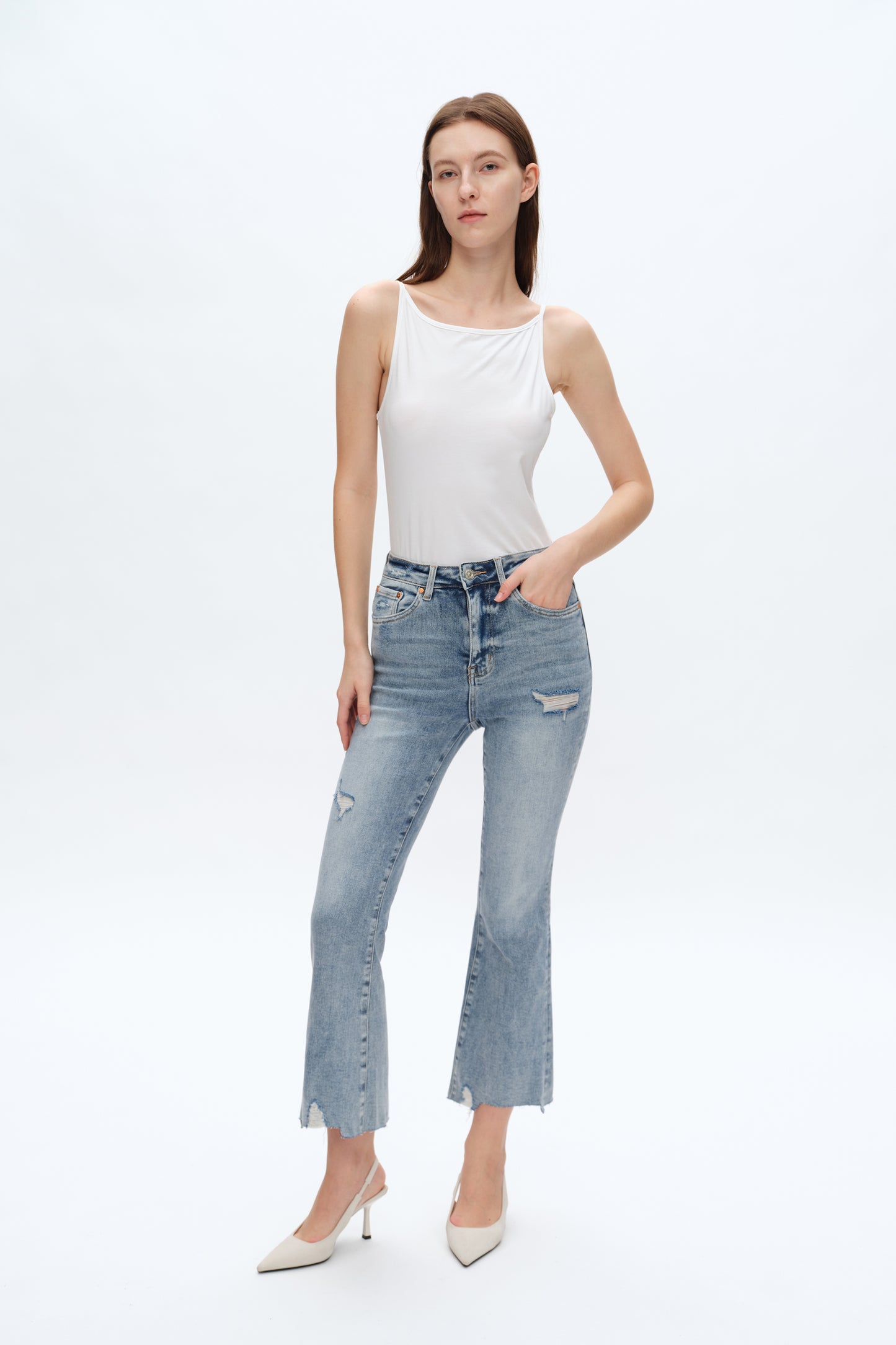 BETTY HIGH RISE CROPPED FLARE JEANS BYF1138 (BYLY065) ICE BLUE