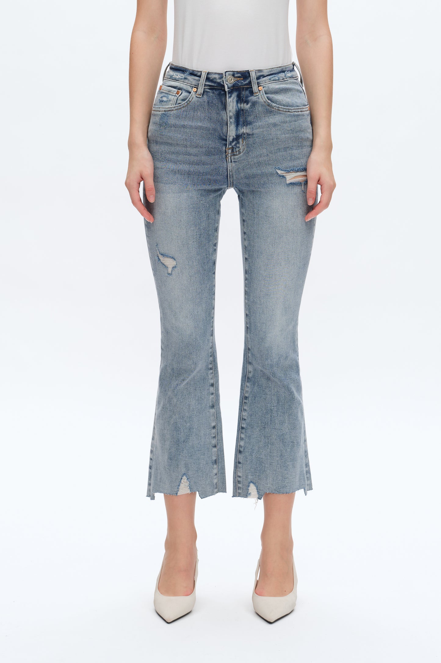 BETTY HIGH RISE CROPPED FLARE JEANS BYF1138 (BYLY065) ICE BLUE
