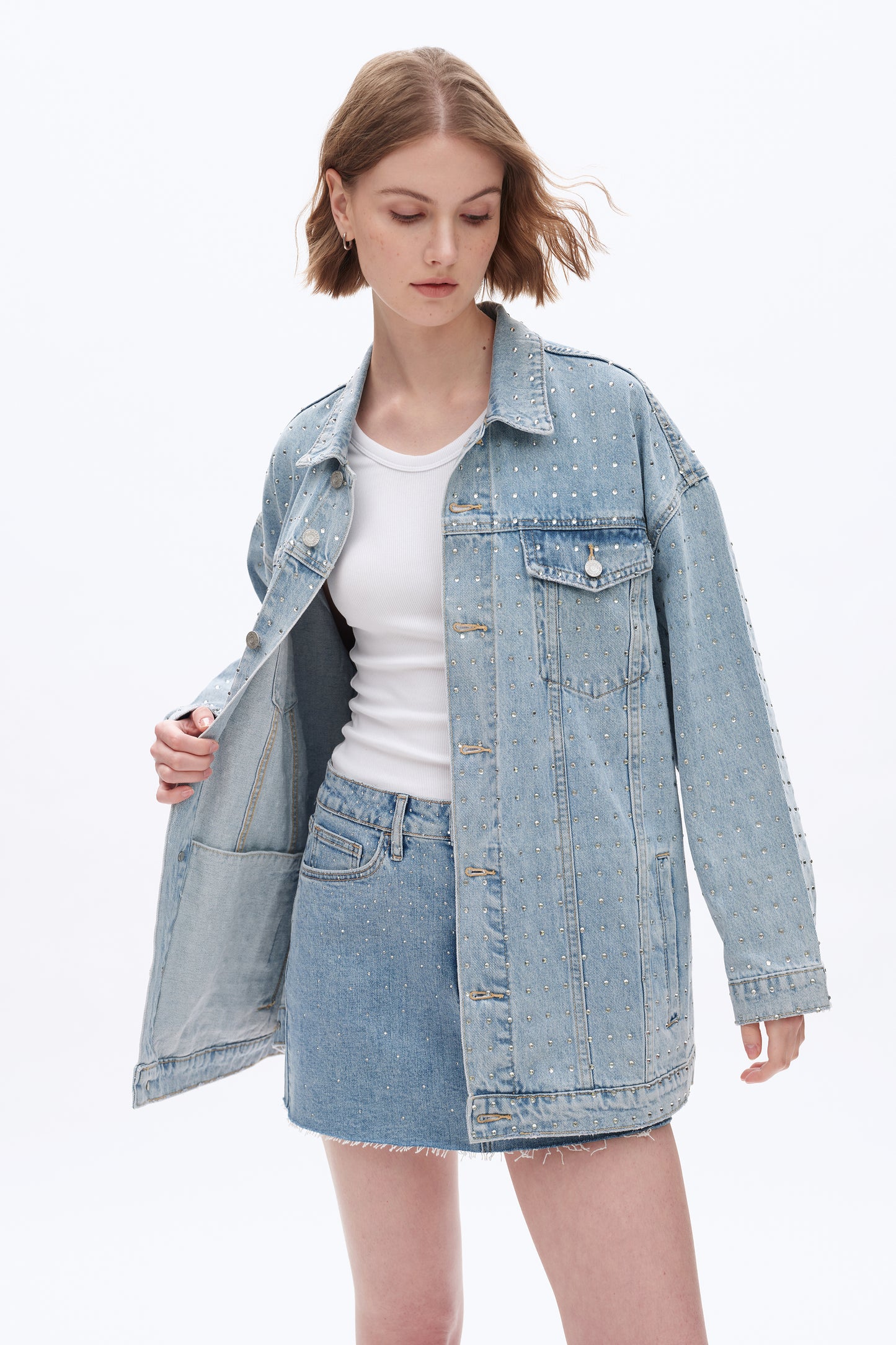EMBELLISHED DENIM JACKETS BYJ9053 (BYHE227) LIGHT BLUE