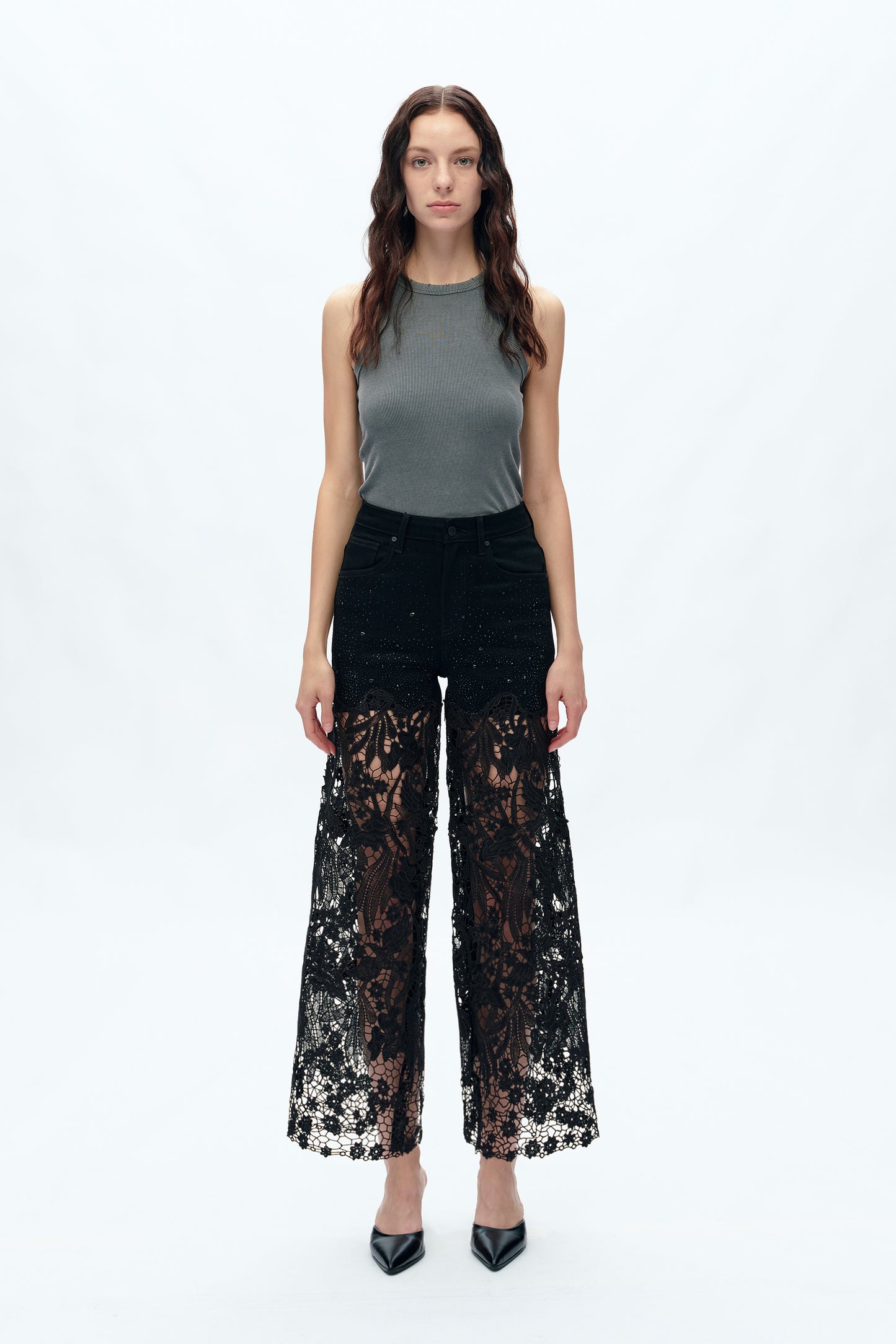 HIGH RISE LACE WIDE LEG