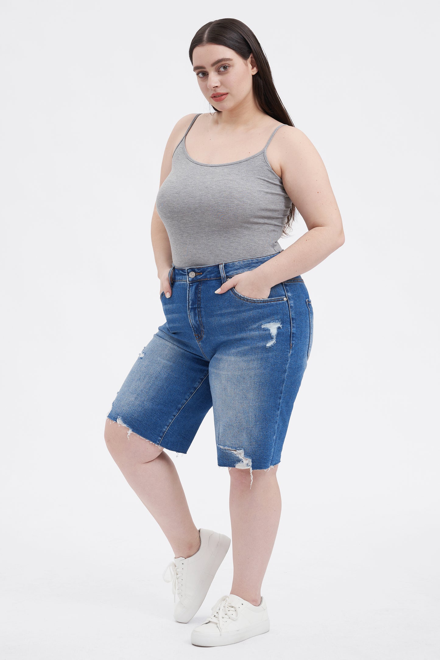 PLUS HIGH RISE BERMUDA SHORTS