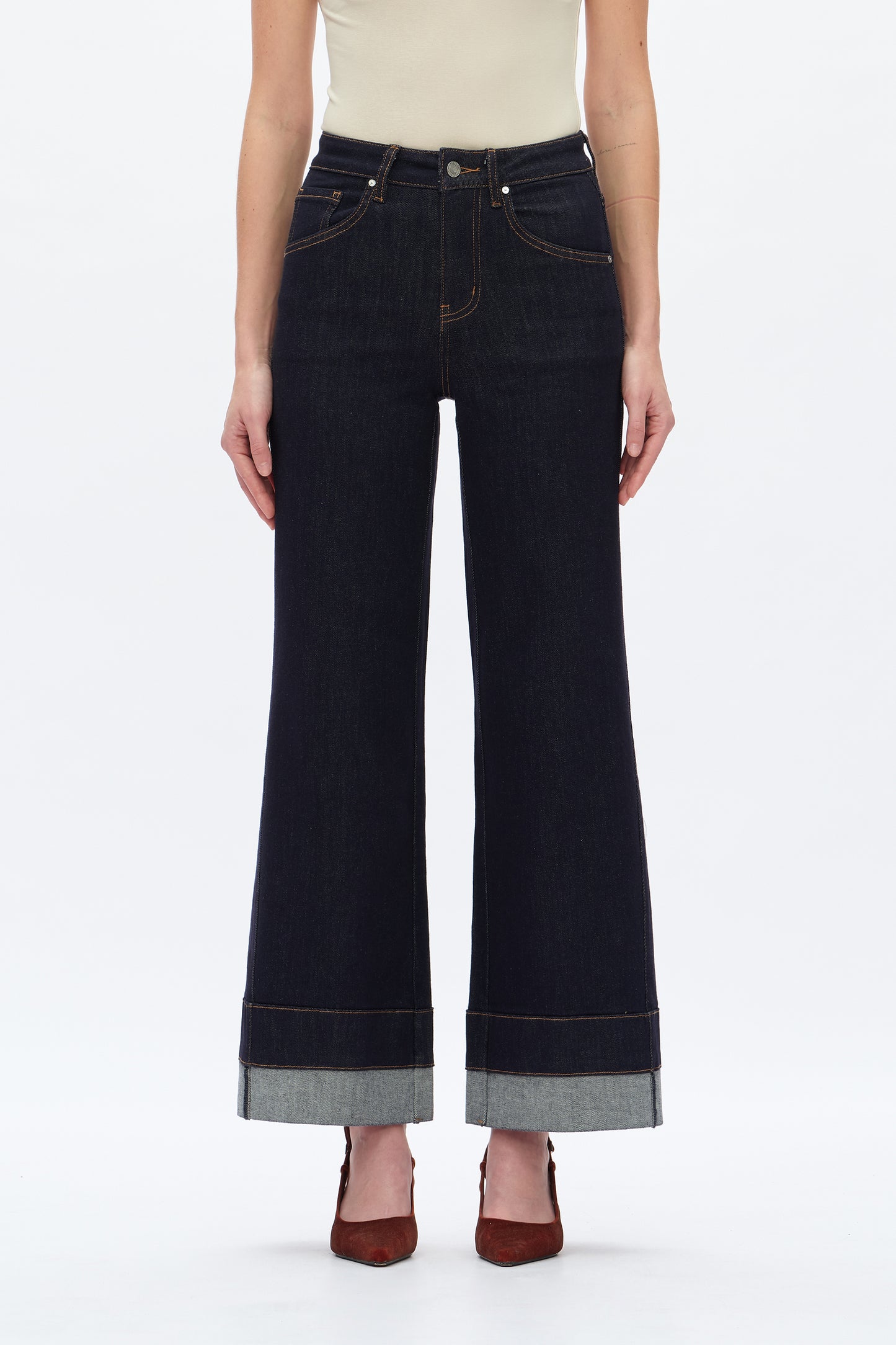 HIGH RISE WIDE LEG ROLLED