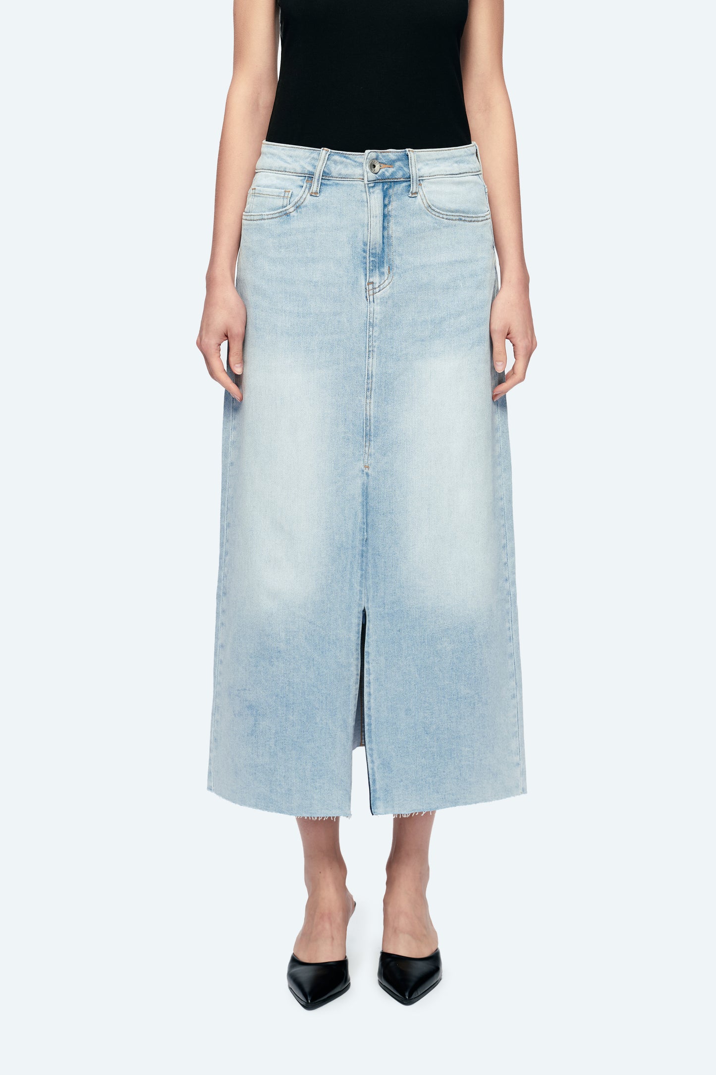 MID RISE MIDI SKIRT