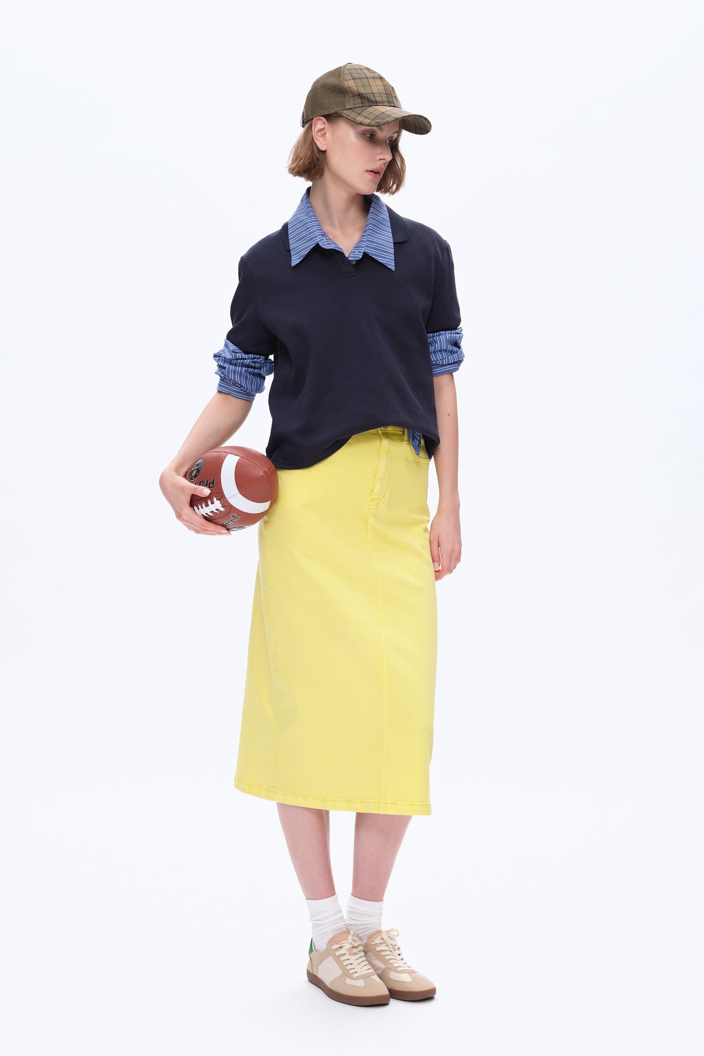 MID RISE MIDI SKIRT