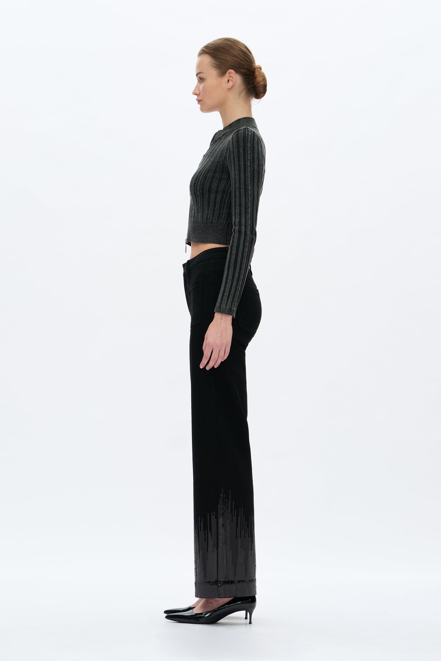MID RISE SEQUIN WIDE LEG