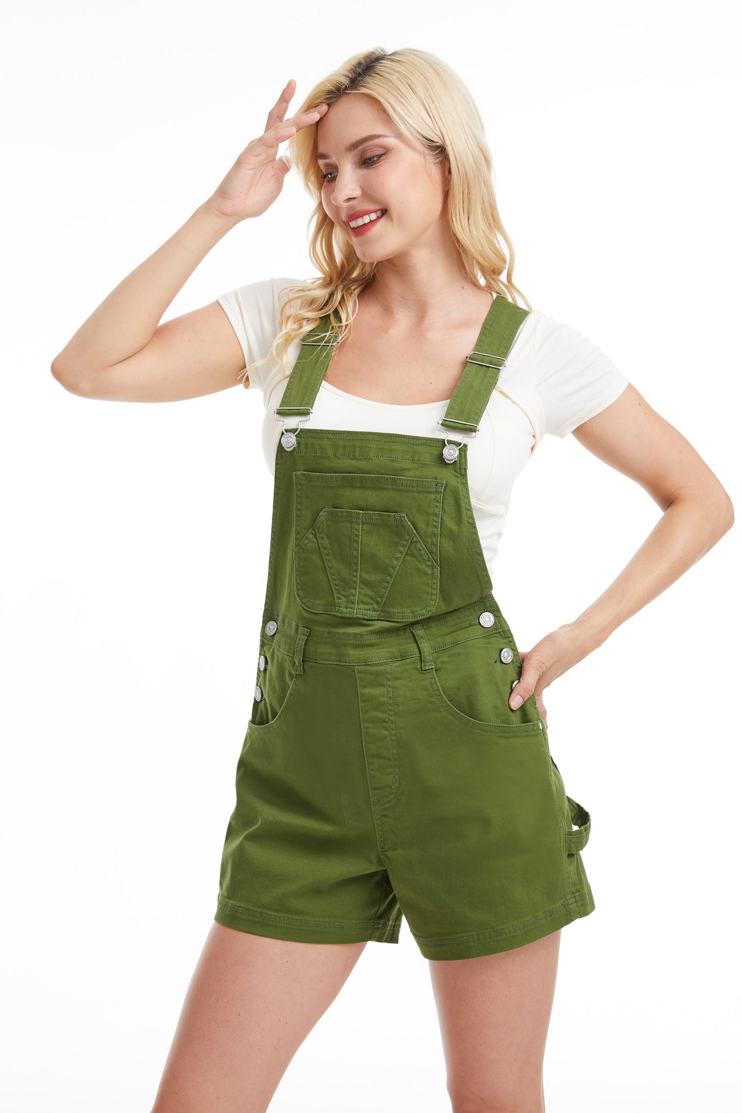 BELLA STRETCH COLORED SHORT OVERALLS BYVQ008 (BYHE093) GREEN