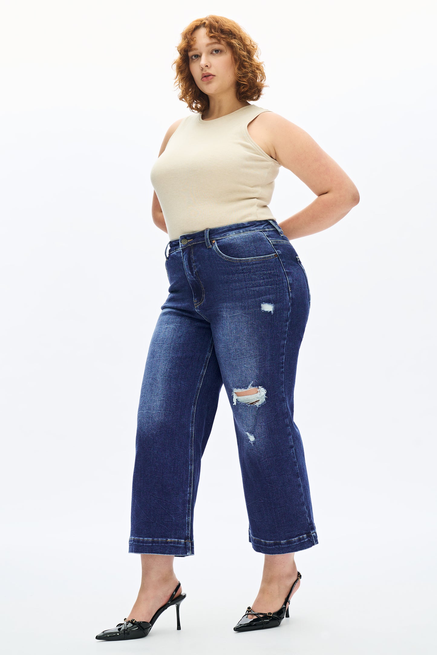 PLUS MID RISE WIDE LEG FLARE