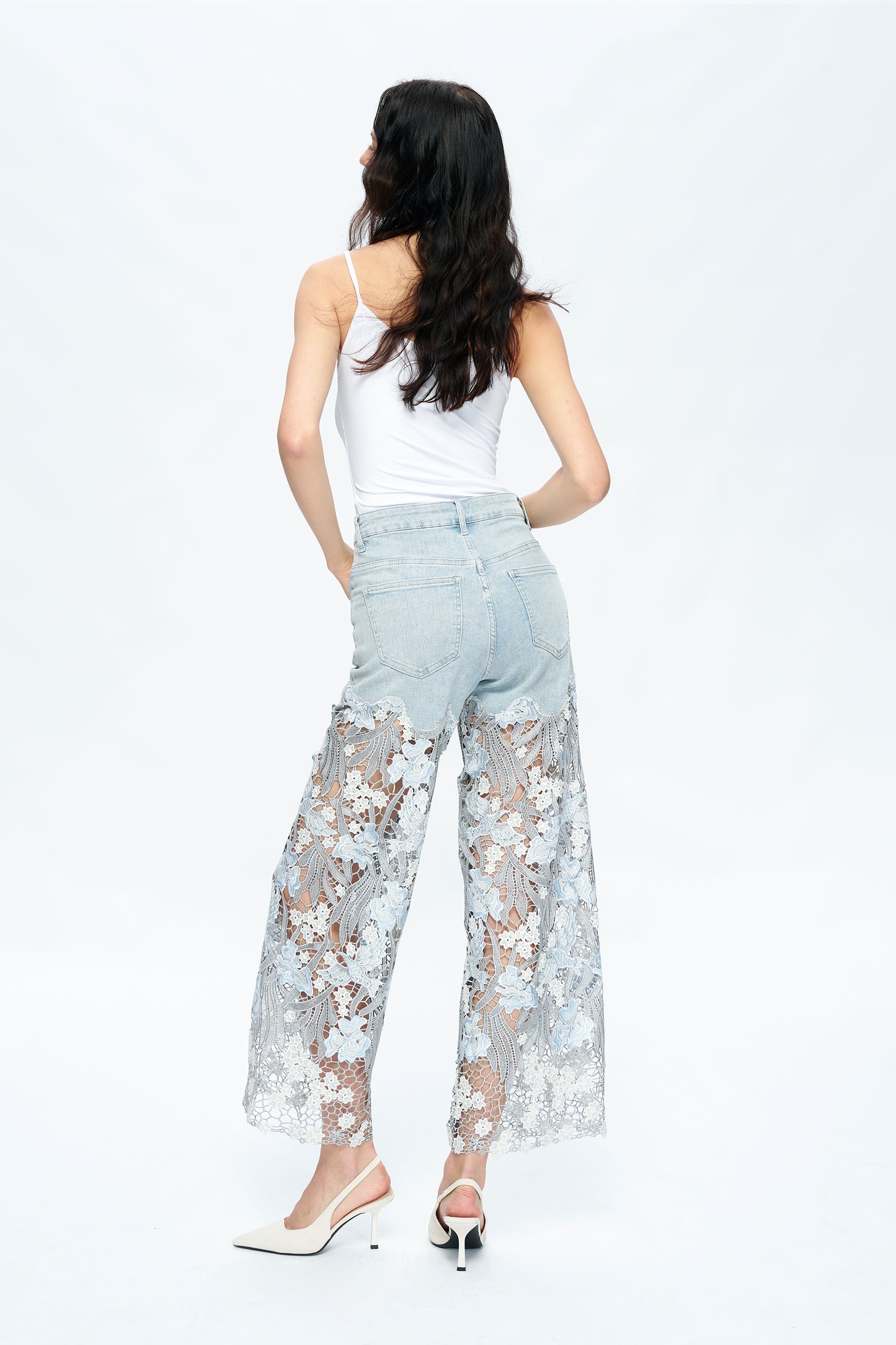 HIGH RISE LACE WIDE LEG
