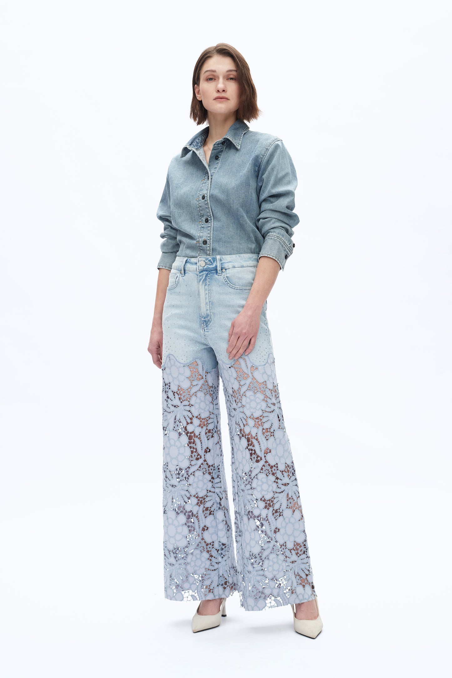 HIGH RISE LACE WIDE LEG
