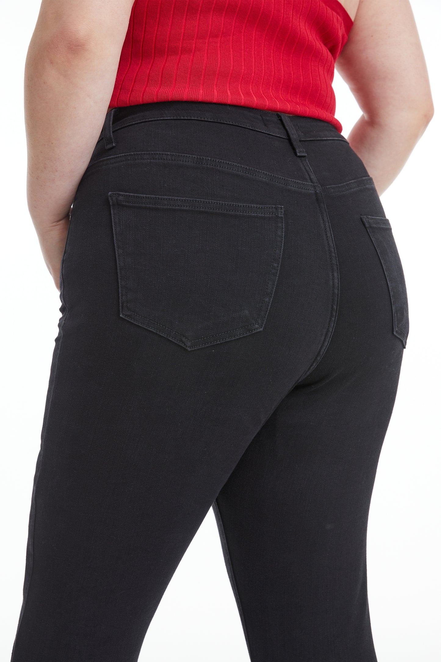 HIGH RISE FLARE JEANS WITH CRINKLE BYF1127-P (BYHE057) SOLID BLACK PLUS SIZE