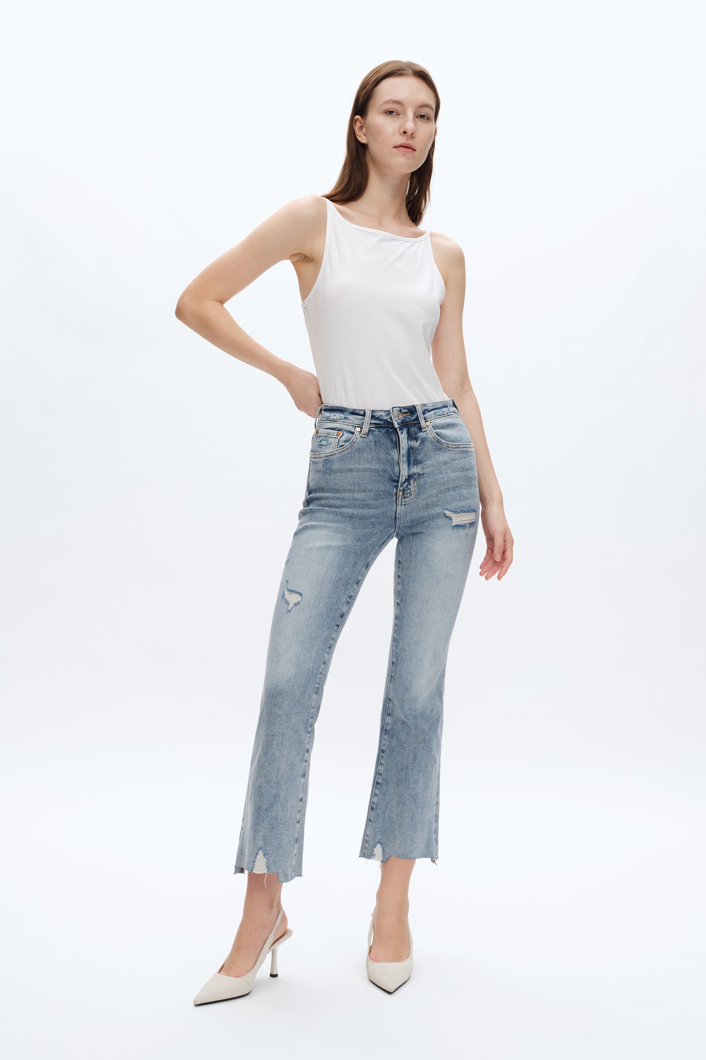 BETTY HIGH RISE CROPPED FLARE JEANS BYF1138 (BYLY065) ICE BLUE