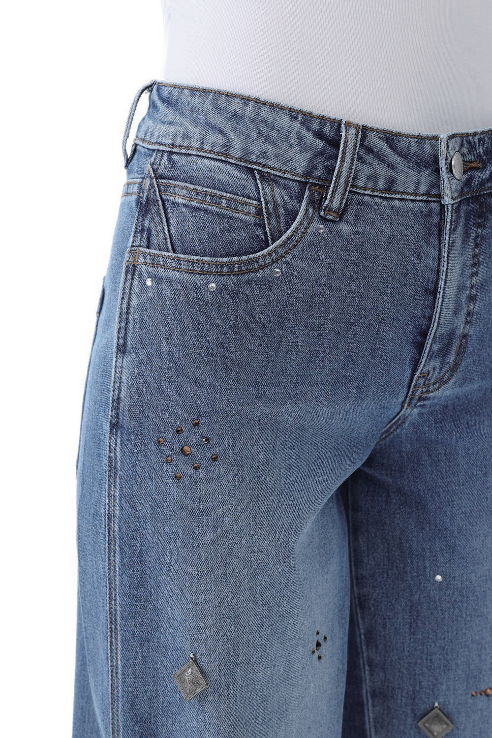NEW YORK M-HIGH RELAX WIDE LEG FULL JEANS BYW8443