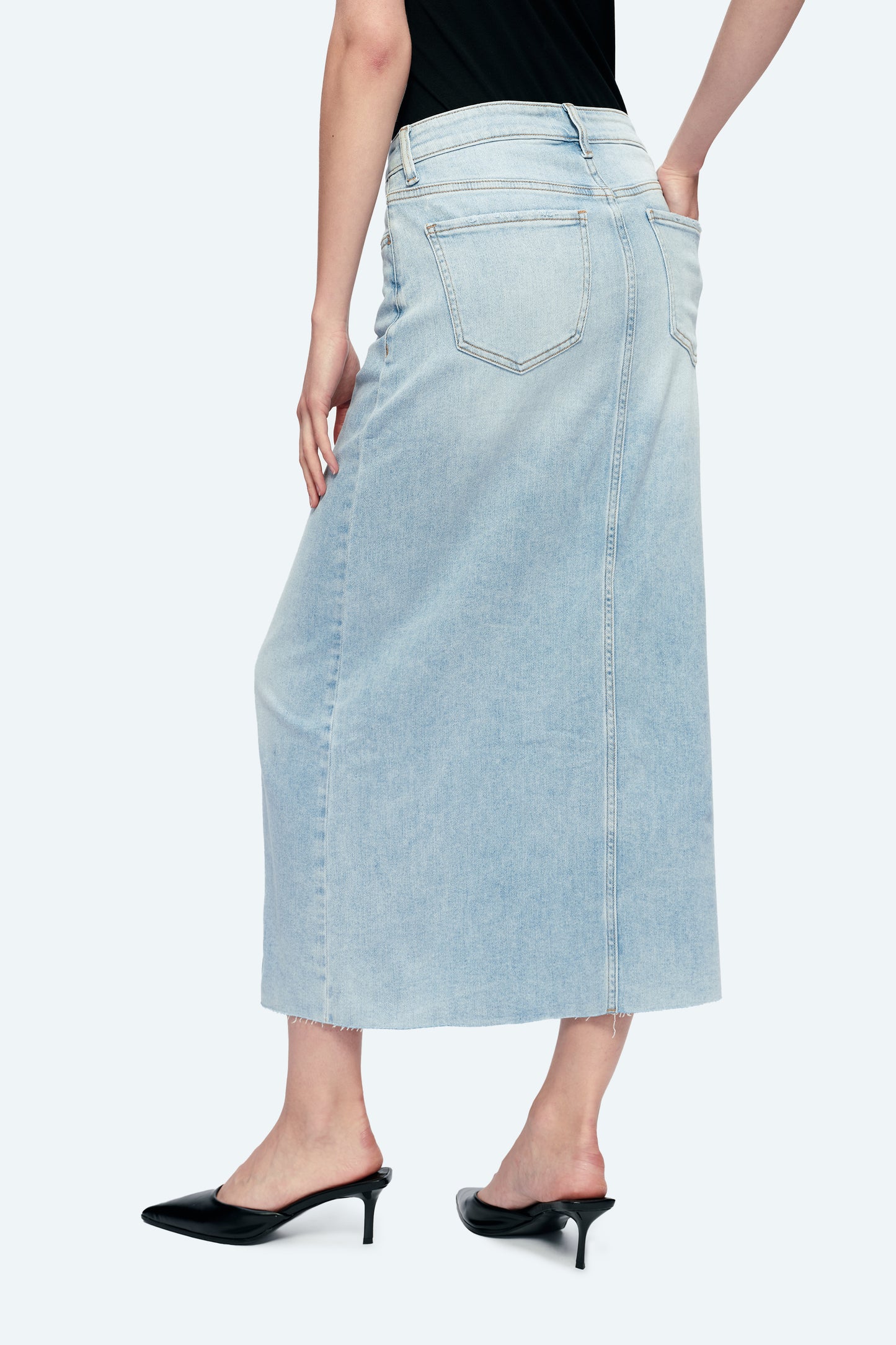 MID RISE MIDI SKIRT