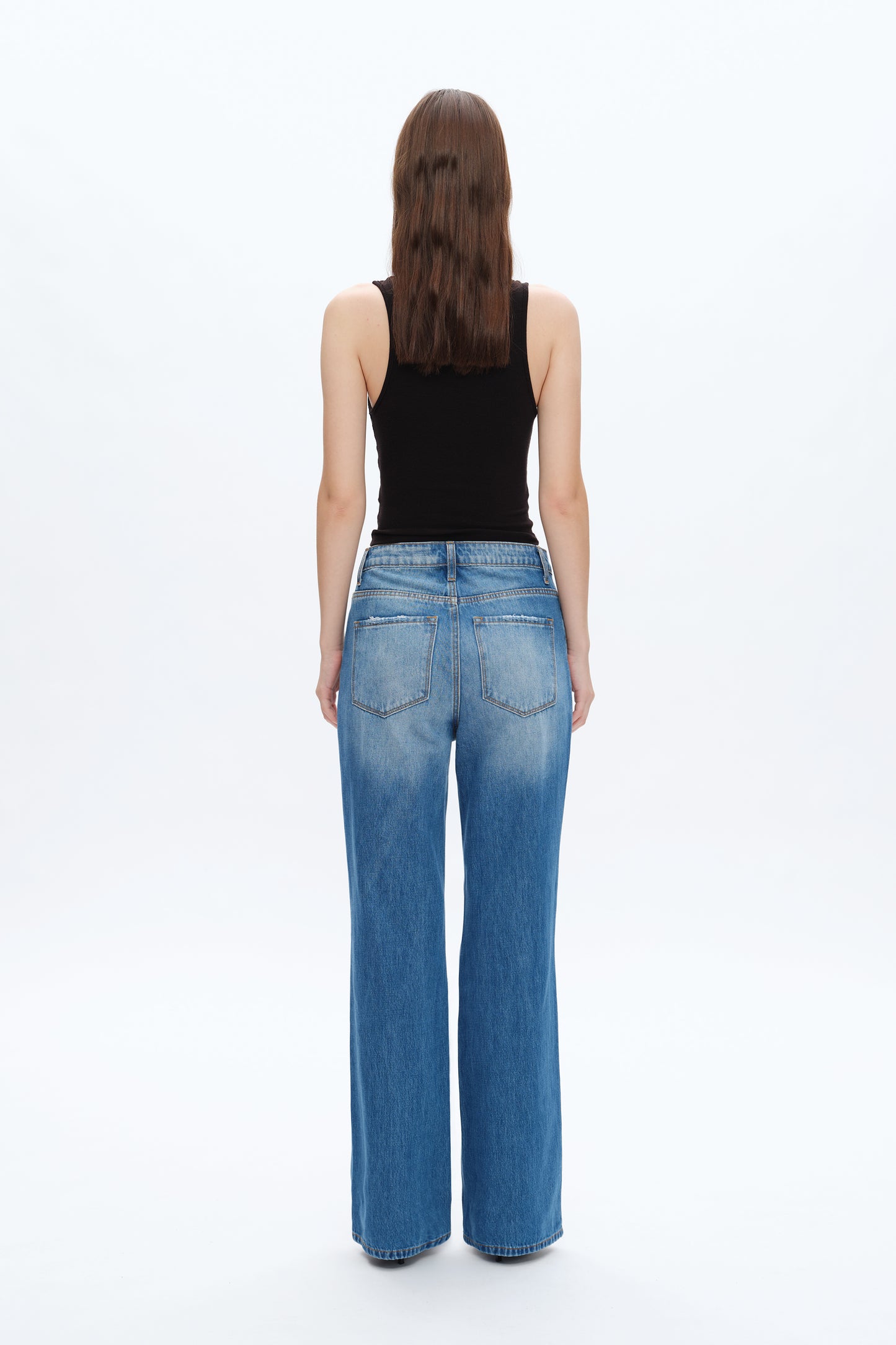 RITA SUPER HIGH RISE DISTRESSED WIDE LEG JEANS BYW8153 (BYHE193) VIVID BLUE