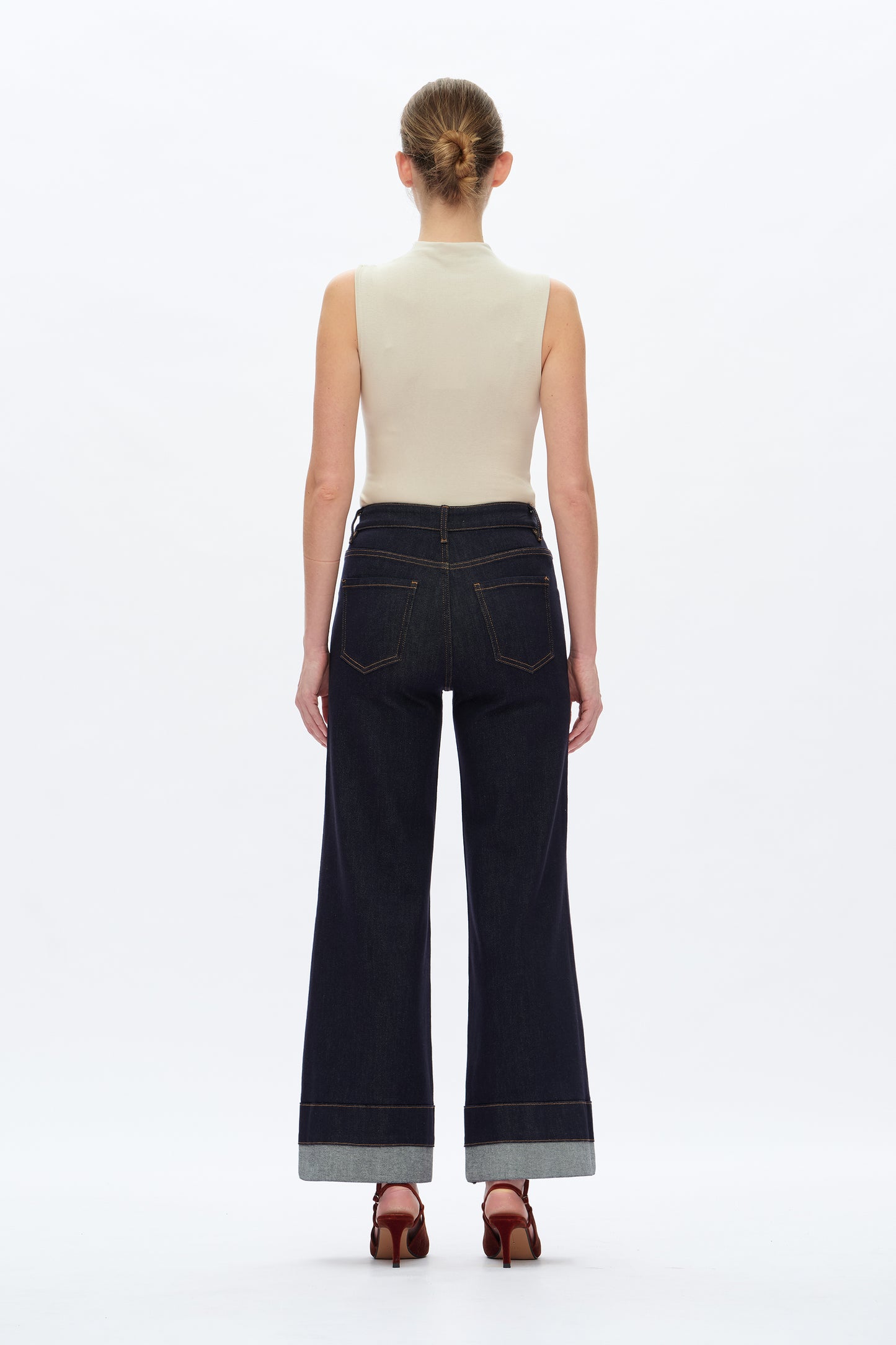 HIGH RISE WIDE LEG ROLLED