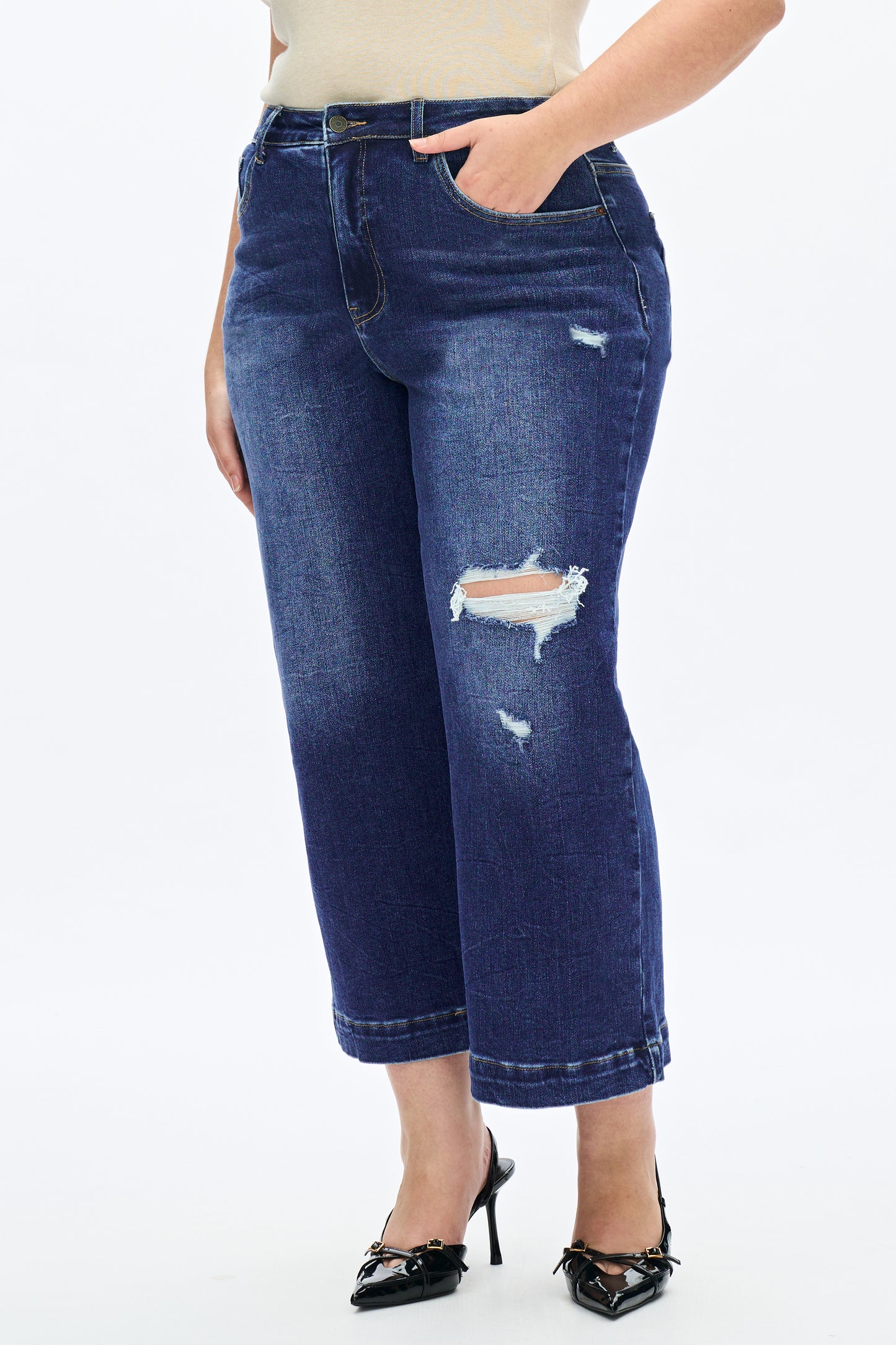 PLUS MID RISE WIDE LEG FLARE