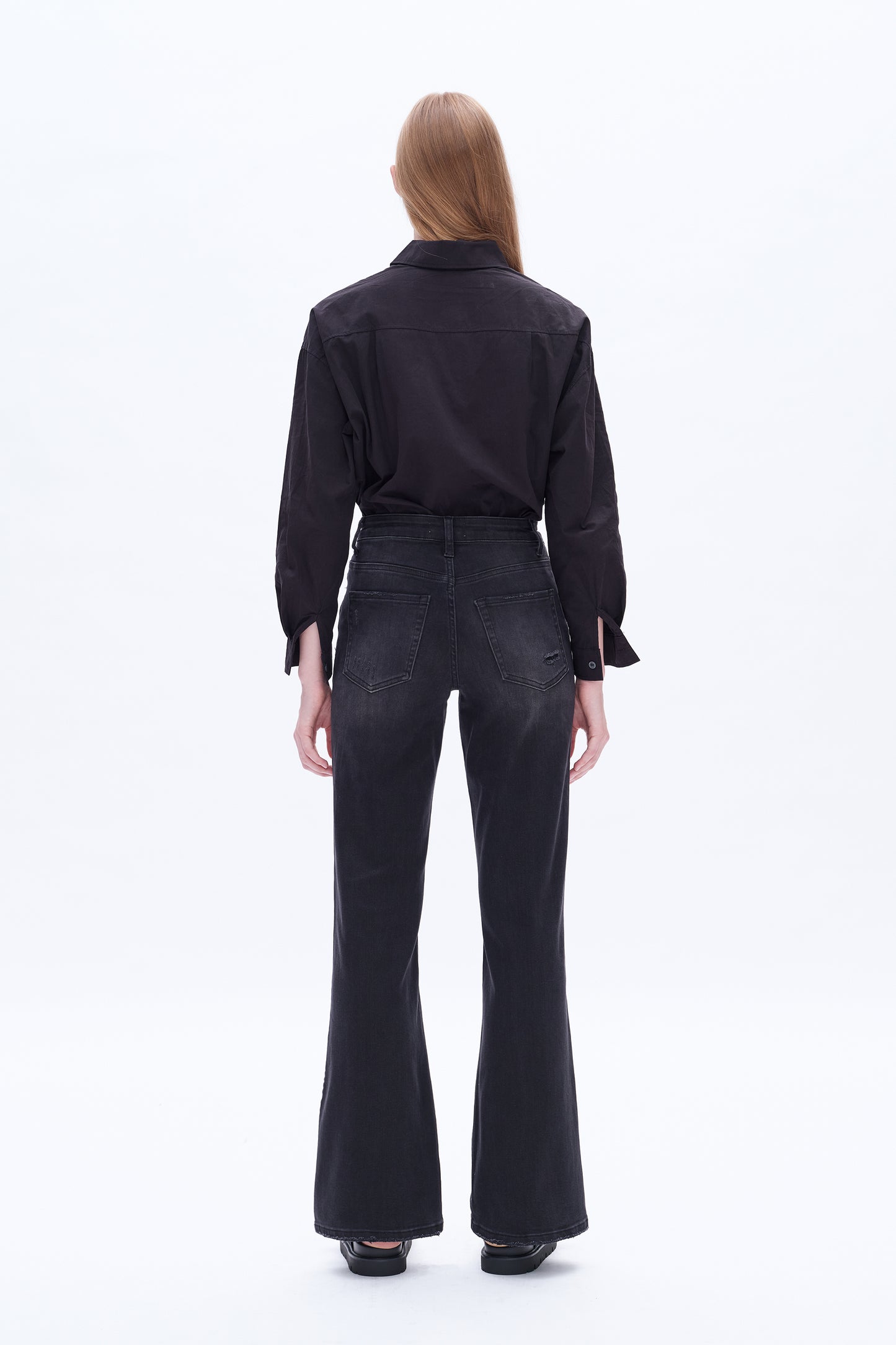HIGH RISE FLARE JEANS BYF1104 BLACK ROCK