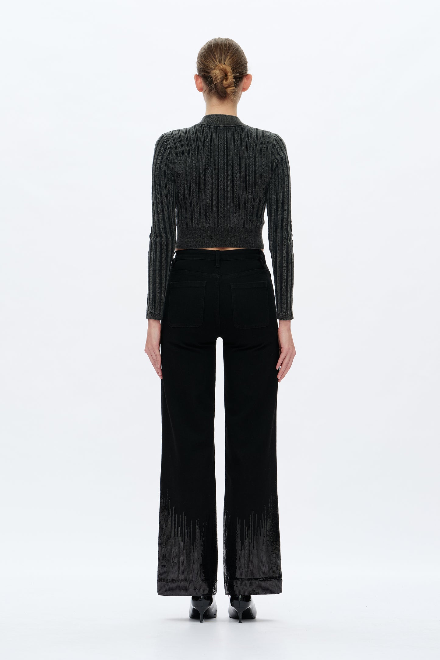 MID RISE SEQUIN WIDE LEG