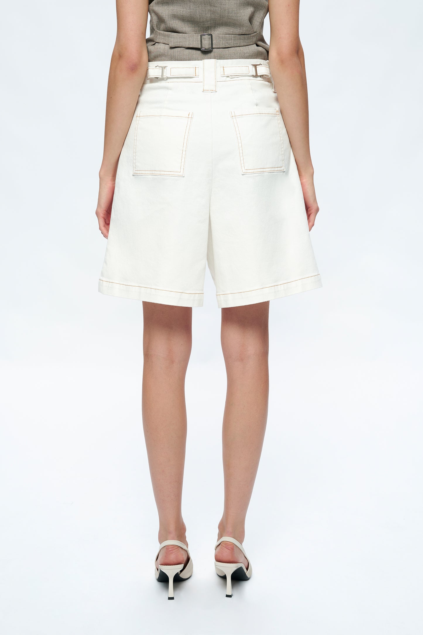 TIMOTHY HIGH RISE DROP CROTCH RELAX SHORTS BYMD003 (BYMJ119) CREAM