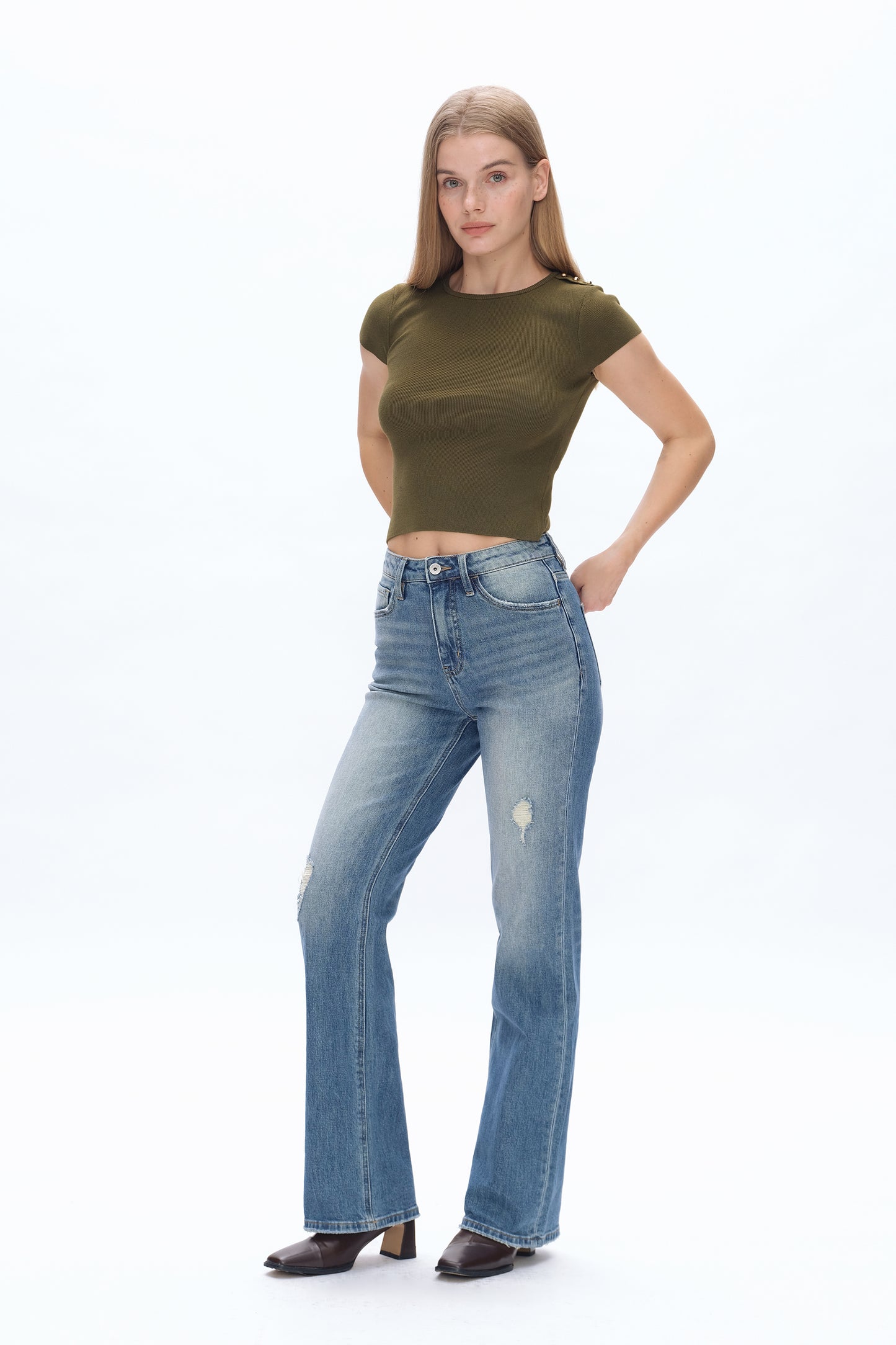 SUPER HIGH RISE BOOTCUT JEANS BYF1113 RETRO