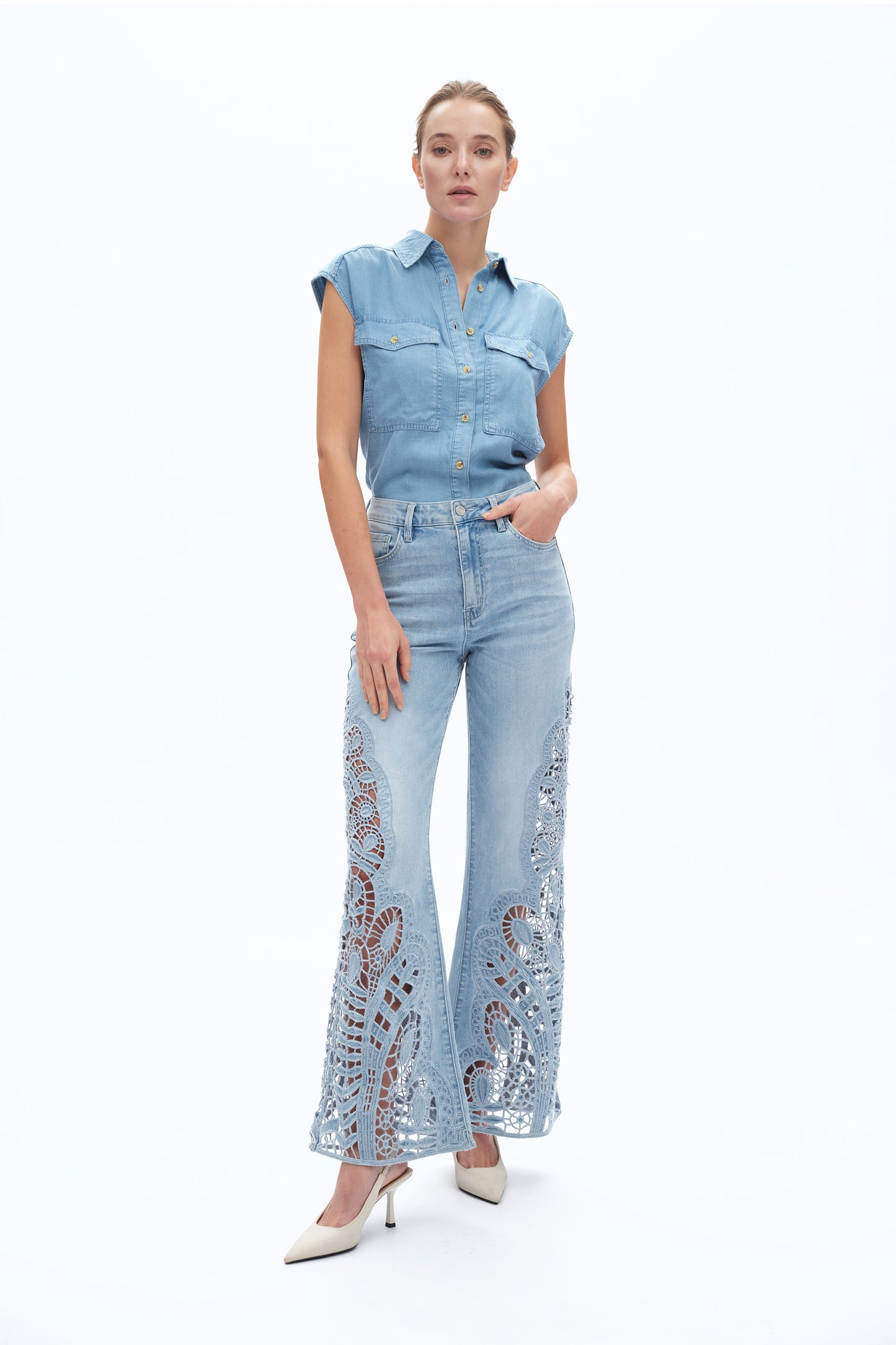 HIGH RISE LACE WIDE LEG