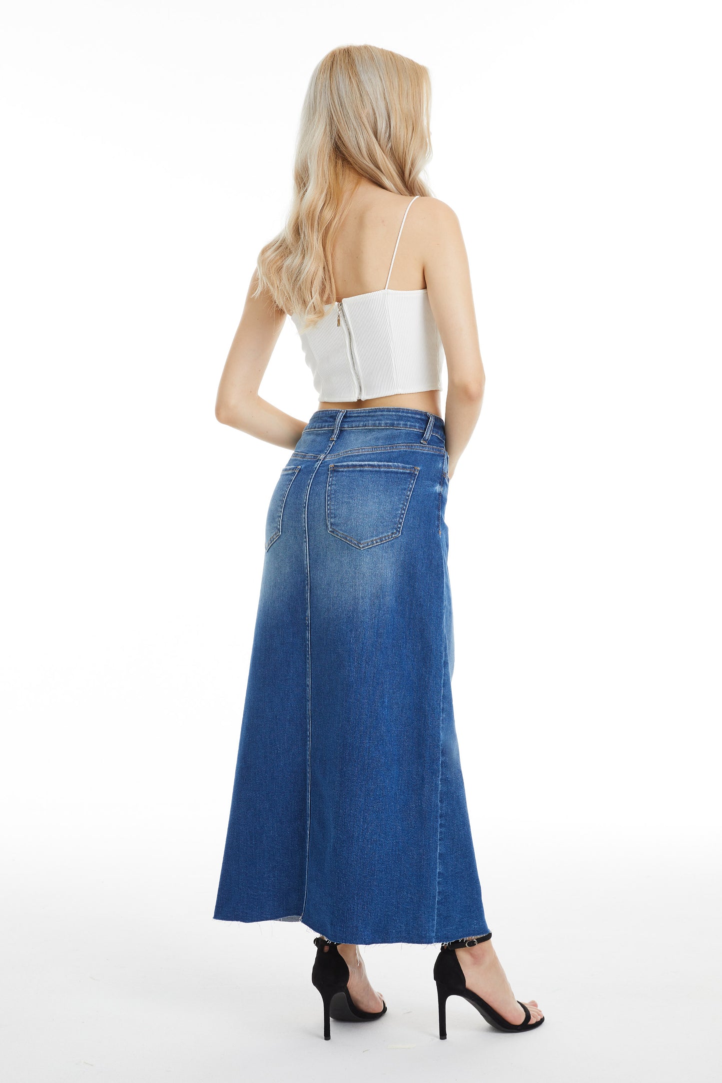 MID RISE MIDI SKIRT