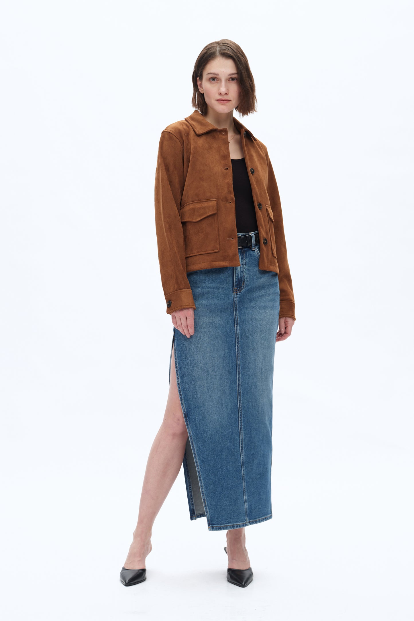 DENIM SKIRTS WITH SIDE SLIT BYK7060 (BYHE260) RETRO INDIGO BLUE