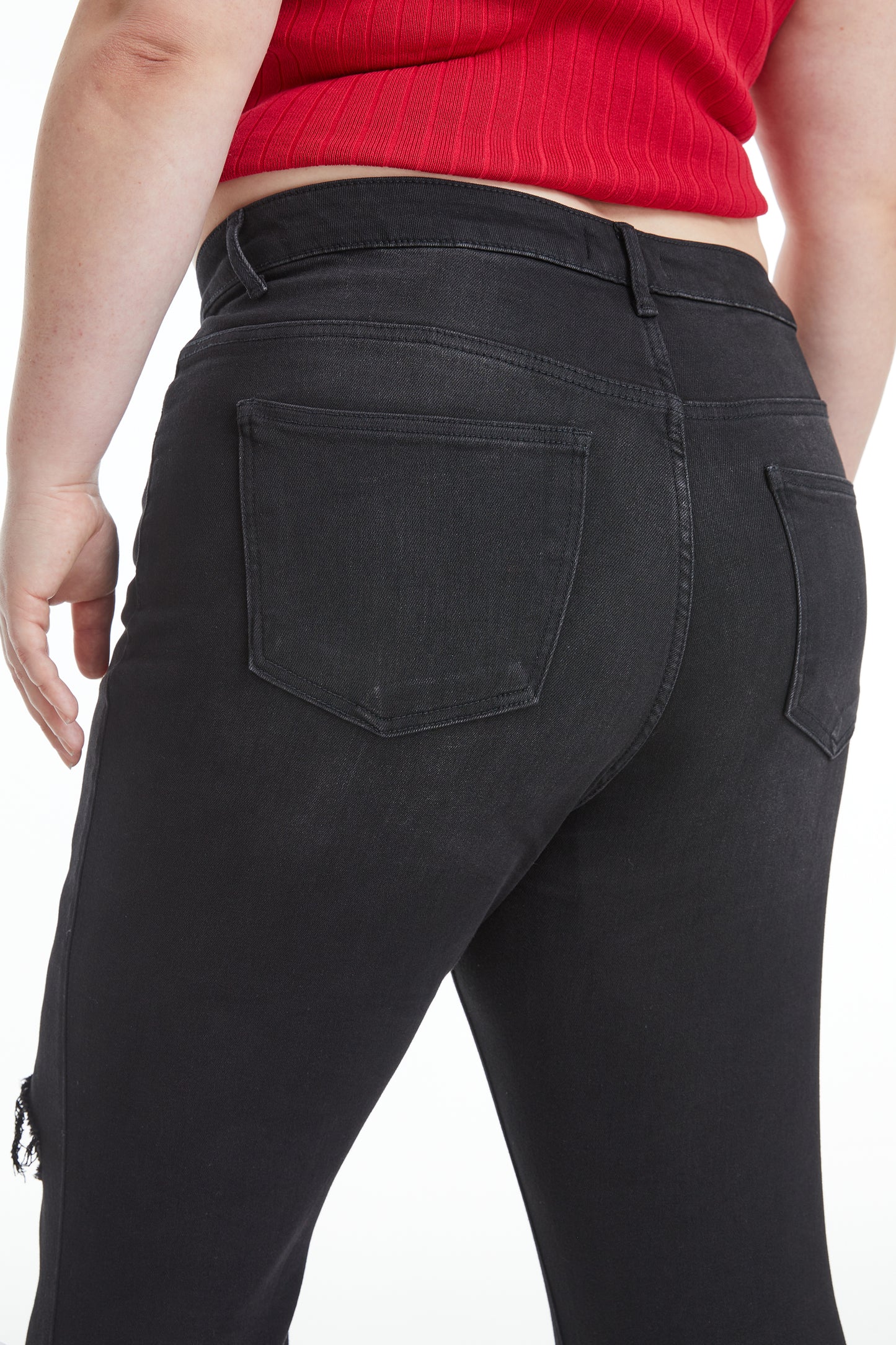 LAUREN HIGH RISE FLARE JEANS WITH RAW HEM BYF1129-P (BYHE055-P) BLACK PLUS SIZE