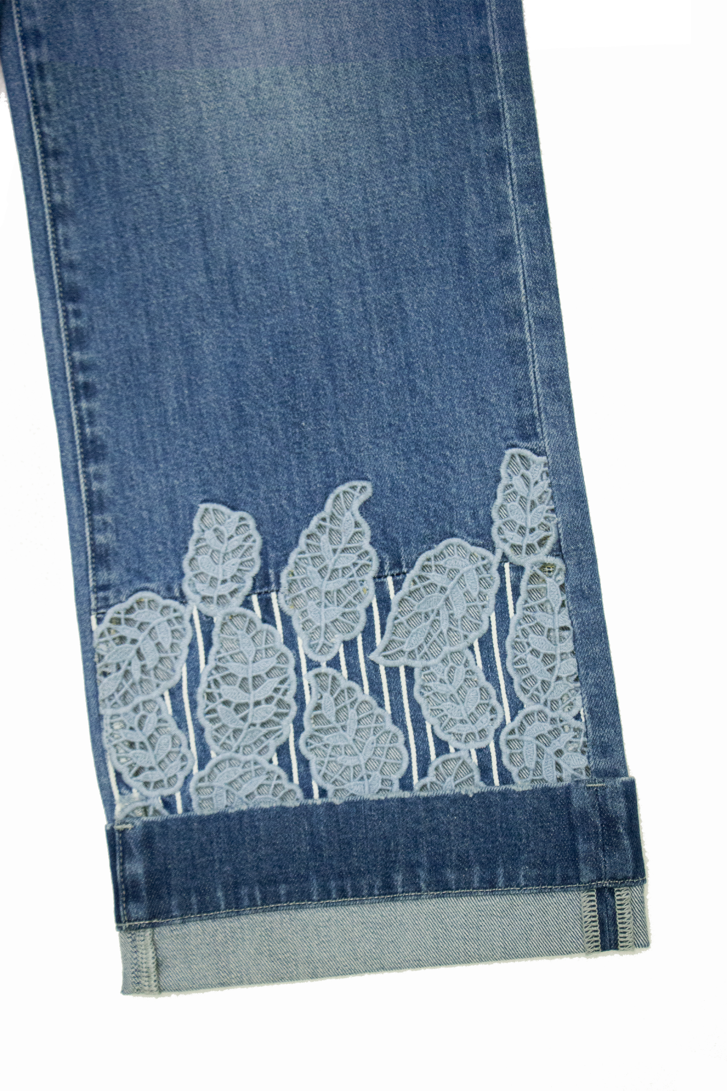 HIGH RISE EMBROIDERED STRAIGHT LEG