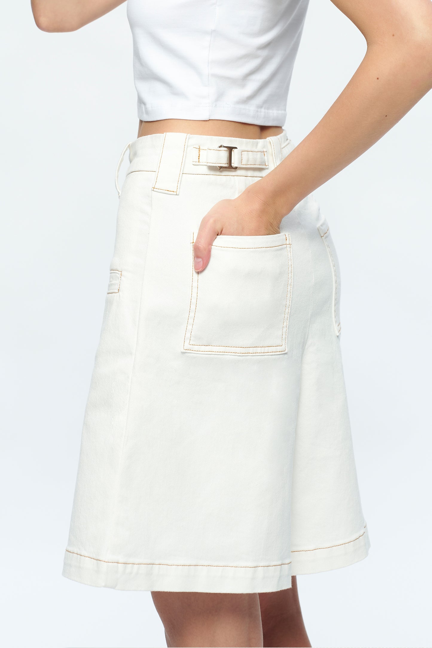 TIMOTHY HIGH RISE DROP CROTCH RELAX SHORTS BYMD003 (BYMJ119) CREAM