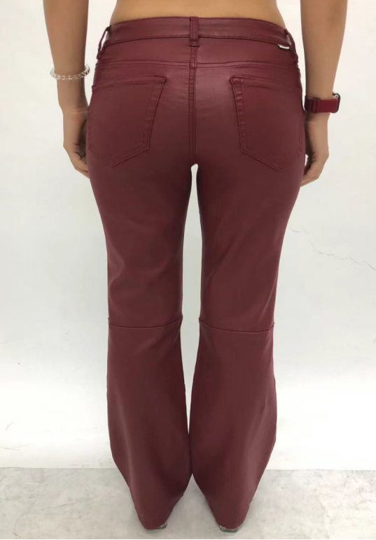 LOS ANGELES MID RISE BOOTCUT PU PANTS BYF1248