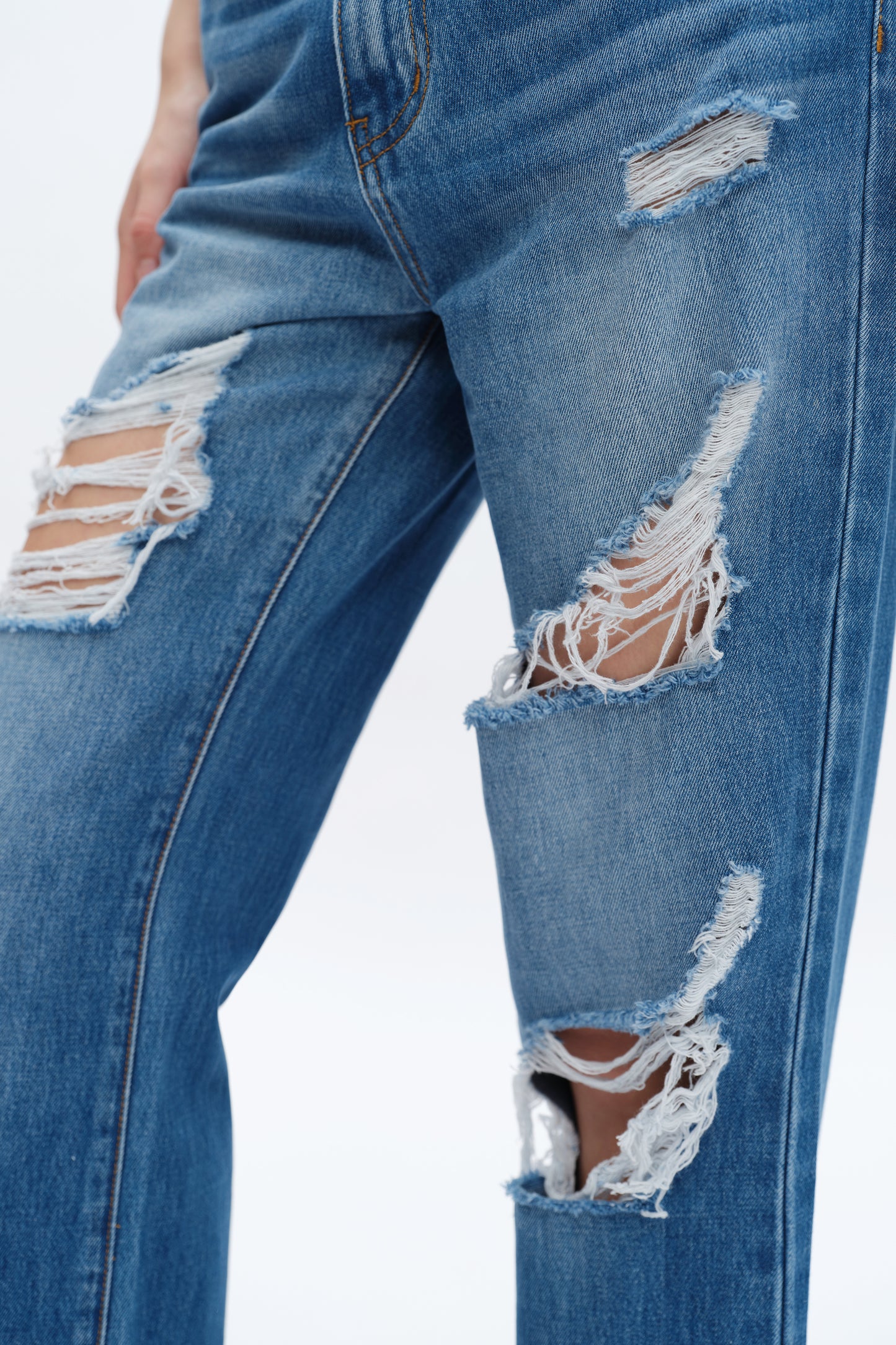 RITA SUPER HIGH RISE DISTRESSED WIDE LEG JEANS BYW8153 (BYHE193) VIVID BLUE