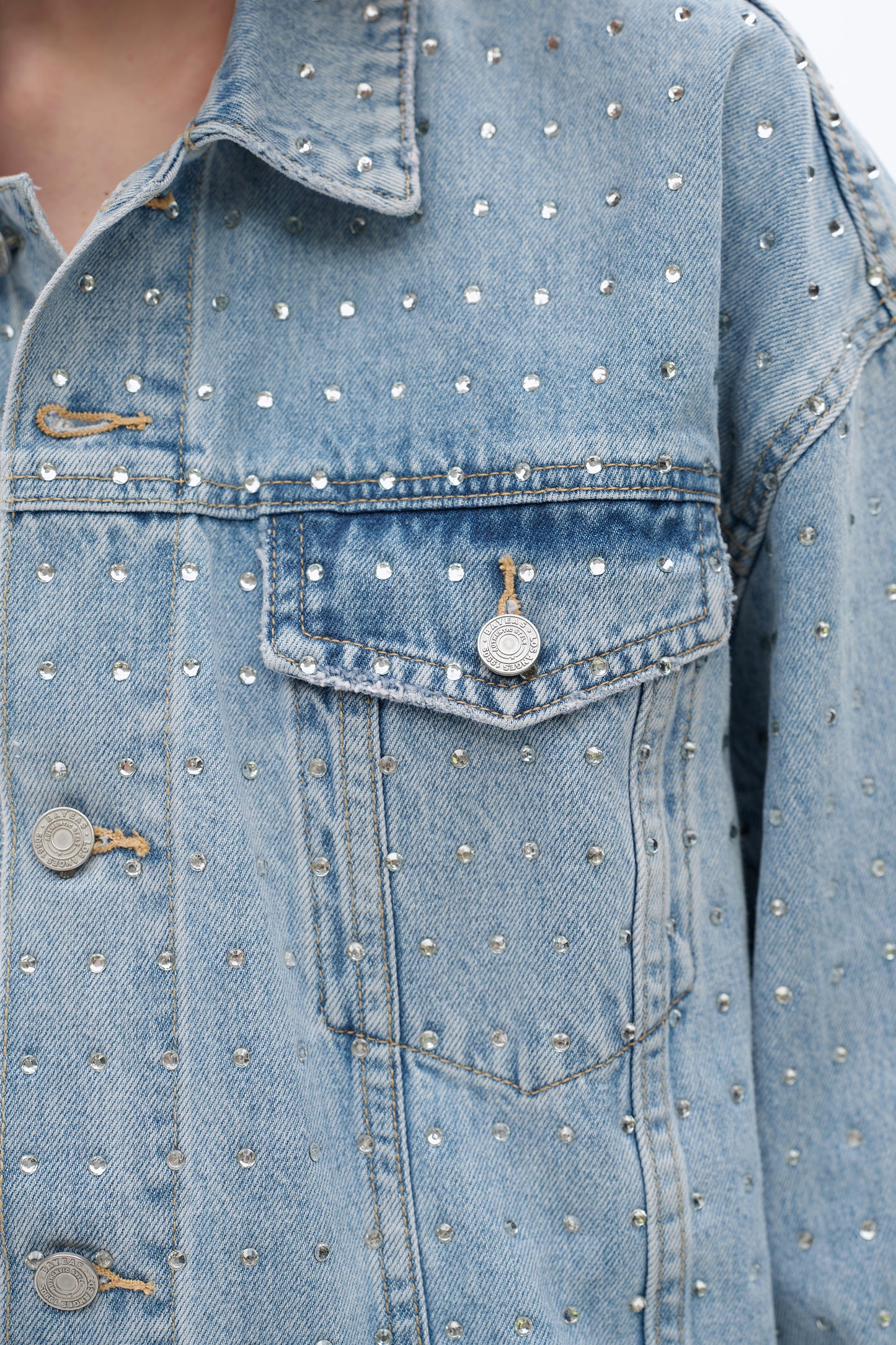EMBELLISHED DENIM JACKETS BYJ9053 (BYHE227) LIGHT BLUE