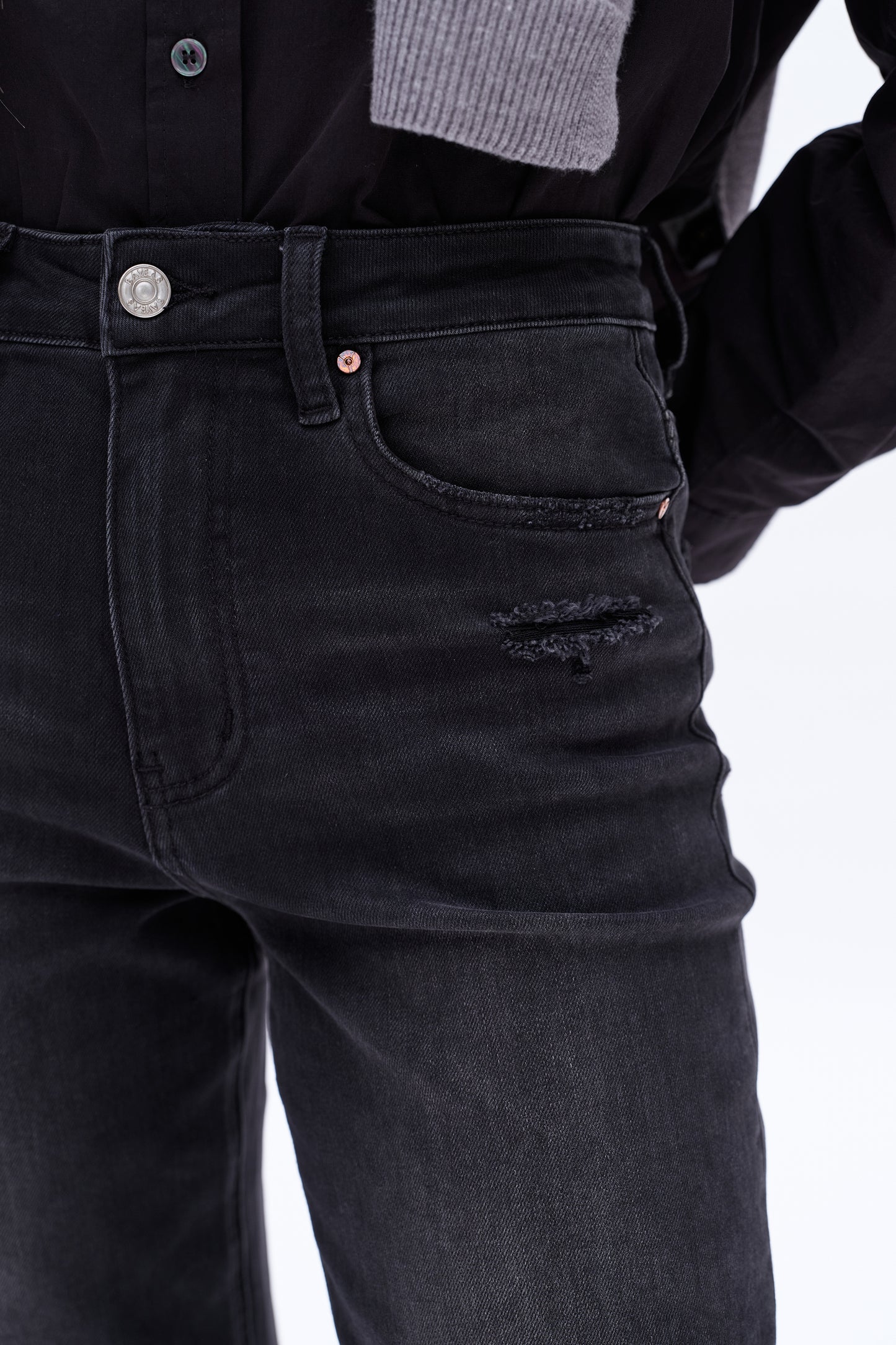 HIGH RISE FLARE JEANS BYF1104 BLACK ROCK