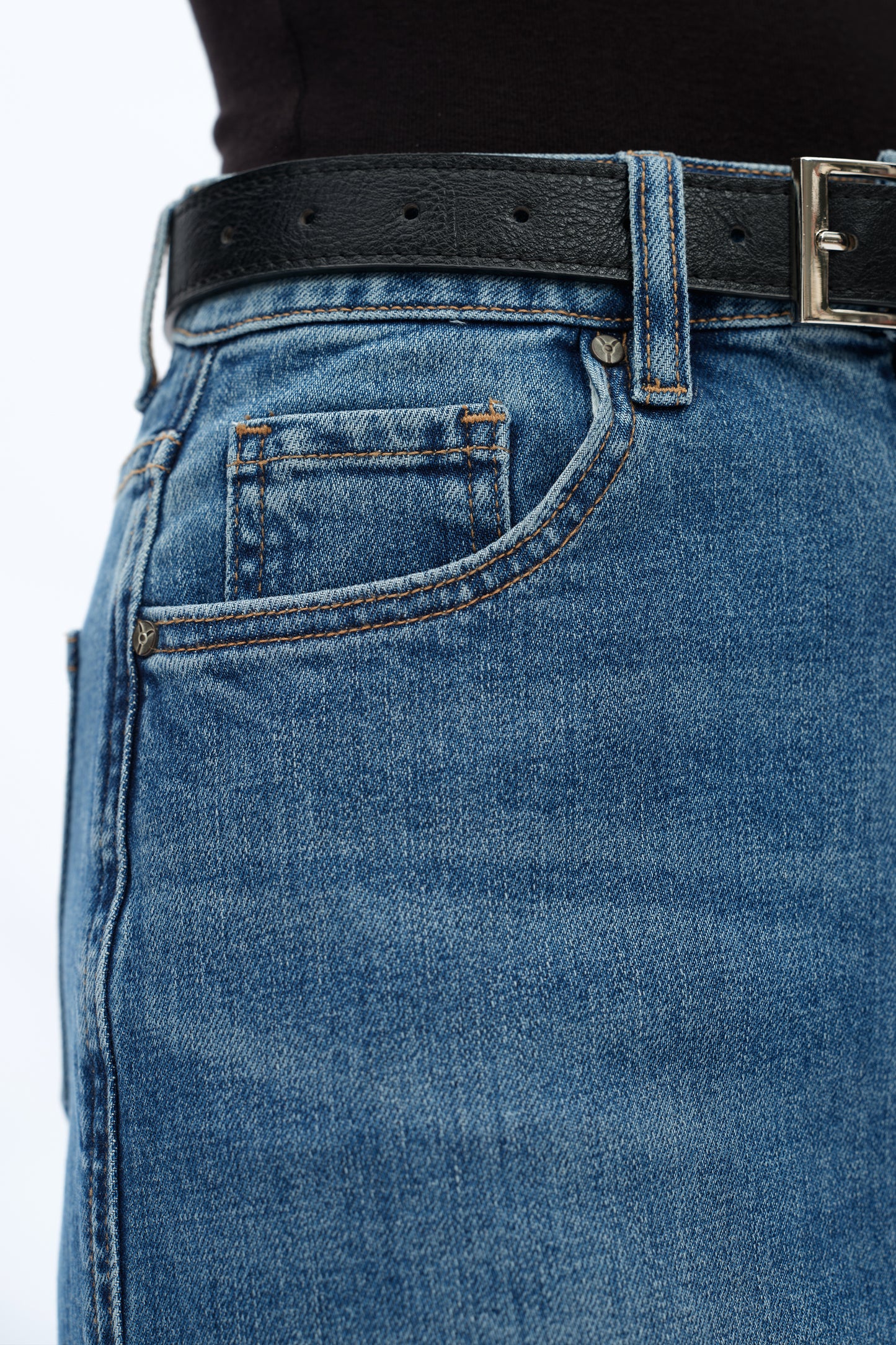 DENIM SKIRTS WITH SIDE SLIT BYK7060 (BYHE260) RETRO INDIGO BLUE