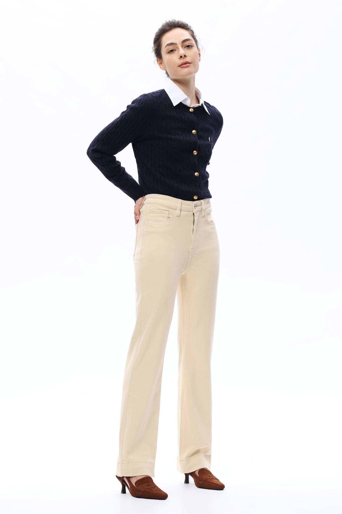 SUPER HIGH RISE BOOTCUT BYF1173 VANILLA GREAM
