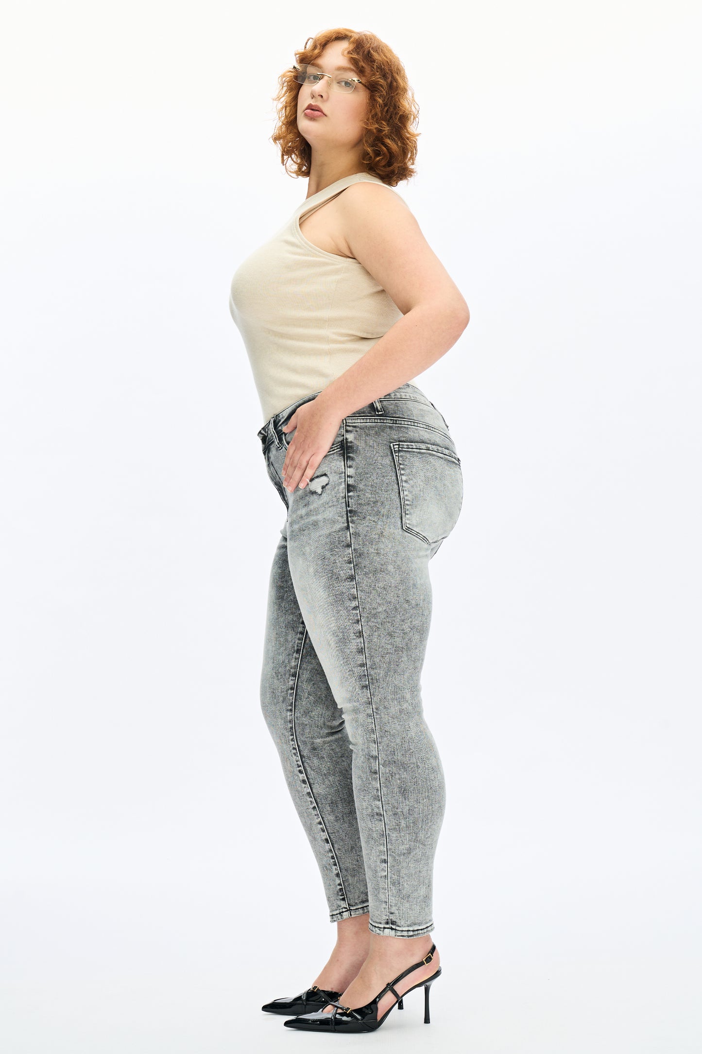 PLUS MIDDLE RISE ANKLE SKINNY