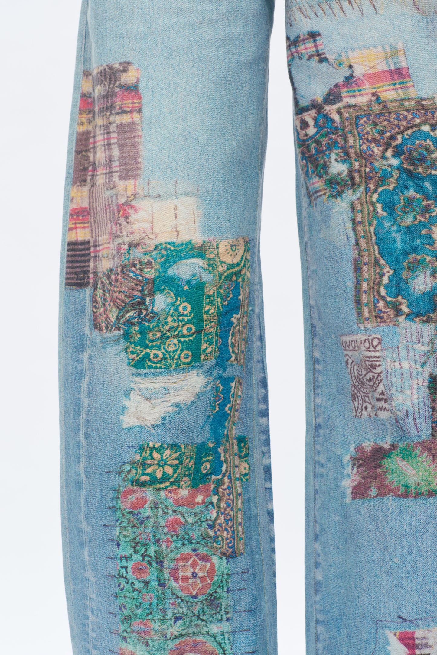 COLD TRANSFER PRINTING BARREL JEANS