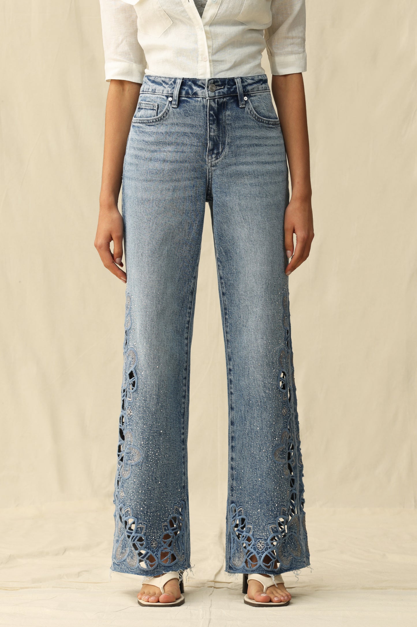 PLUS SIZE MID RISE WIDE LEG BYW8305-P