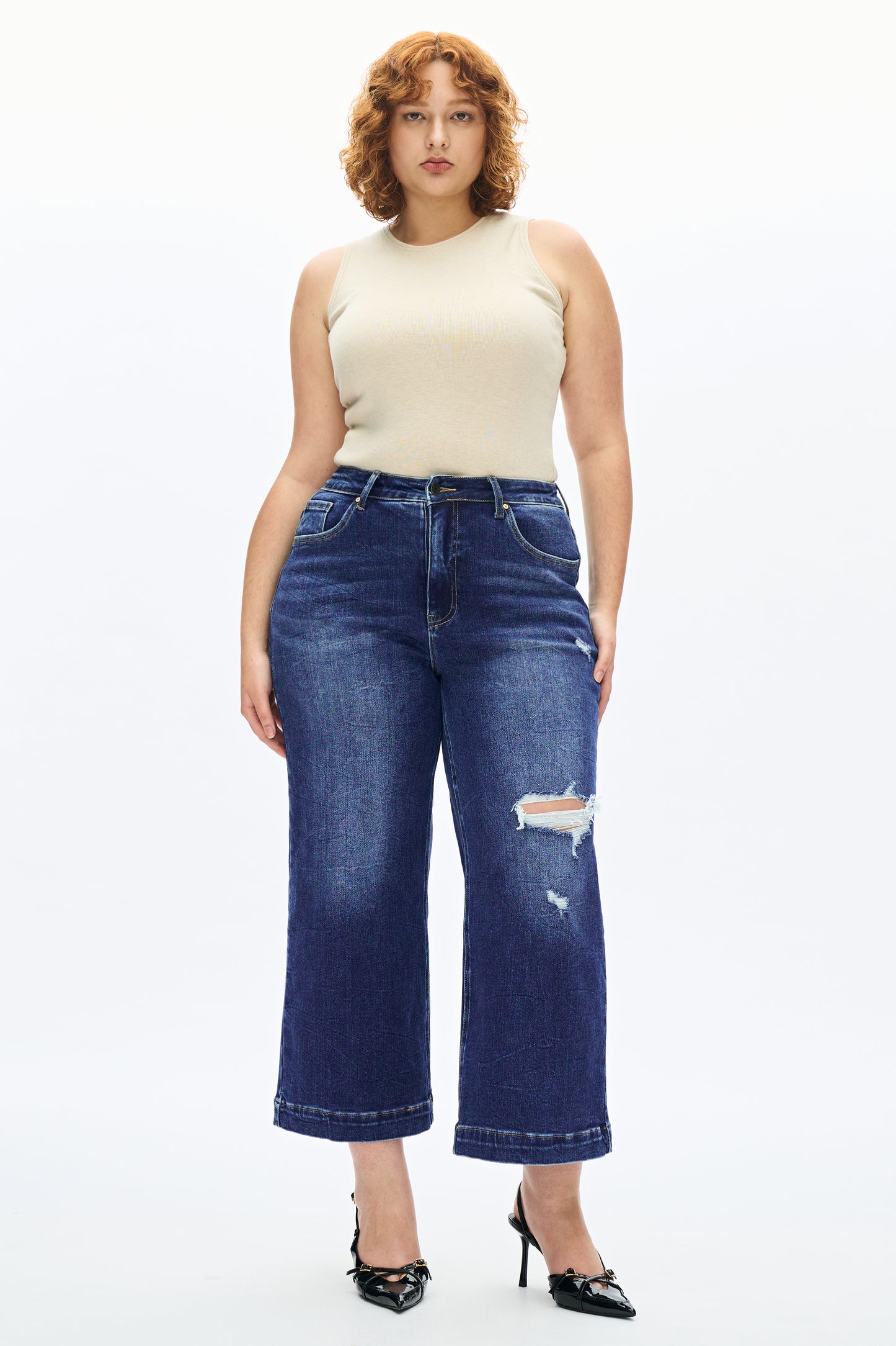 PLUS MID RISE WIDE LEG FLARE
