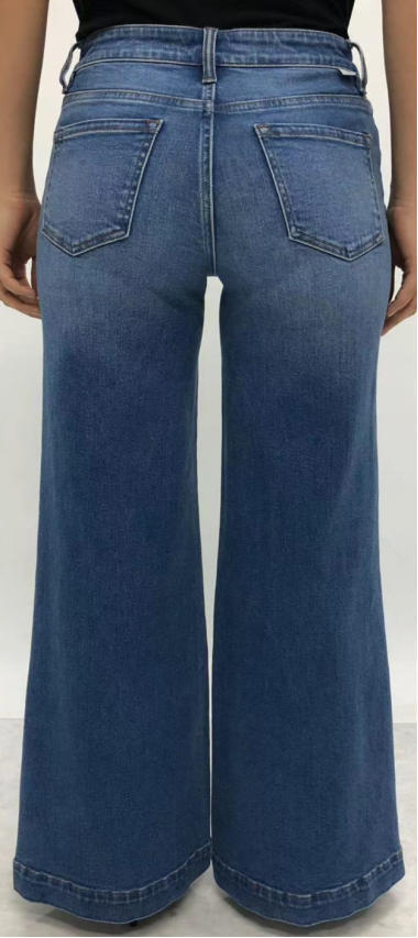 NEW YORK M-HIGH RISE FLARED WIDE LEG FULL JEANS BYW8406