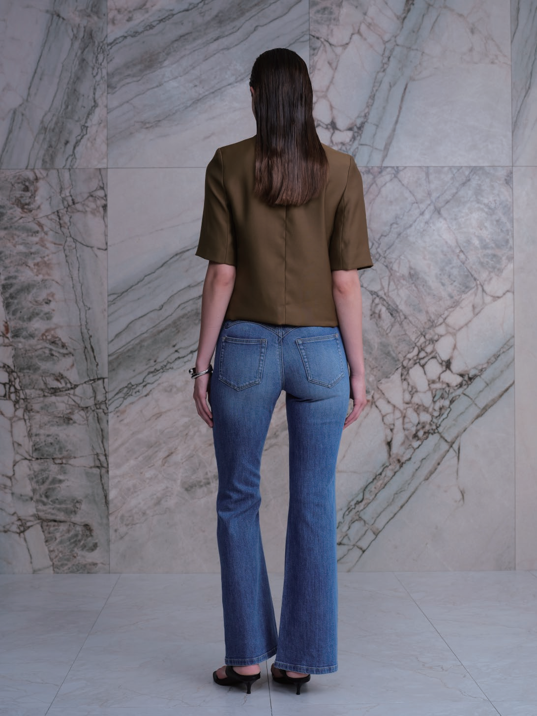 AOSTIN M-HIGH FLARE FULL JEANS BYF1246